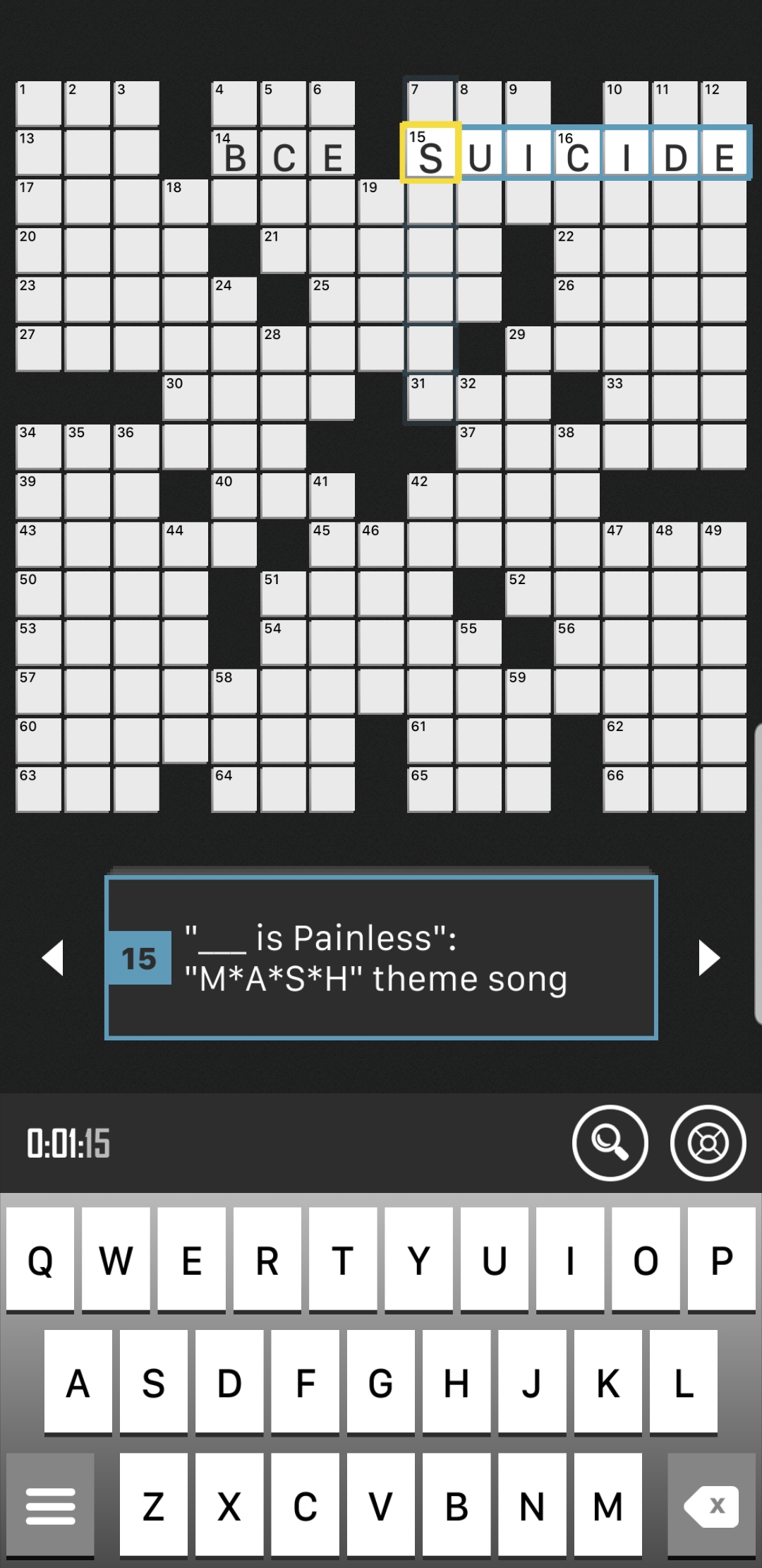 Started a crossword today to take my mind off my depression