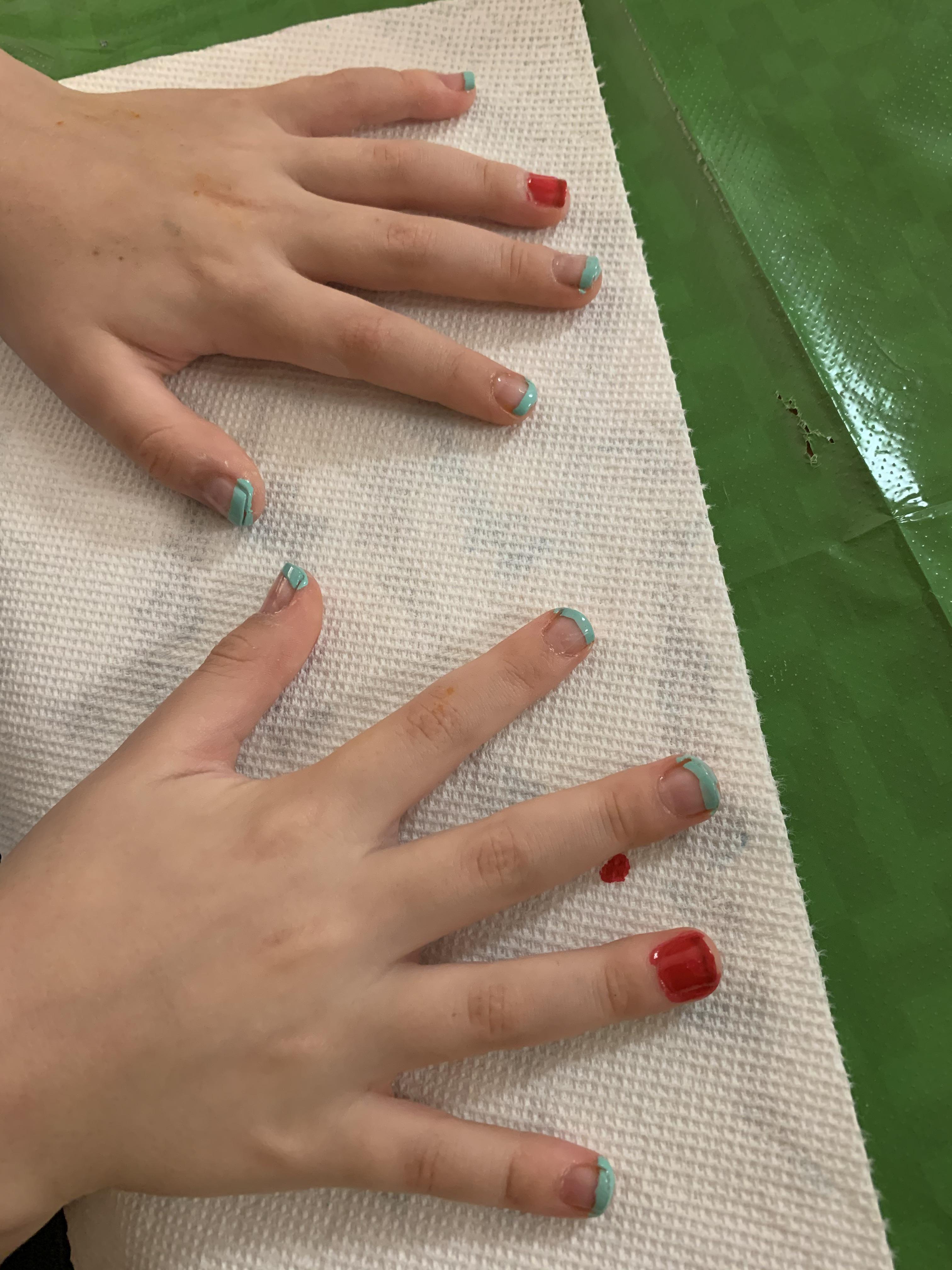 Pretty good for painting a squirmy 6 year old’s nails r/Nailpolish