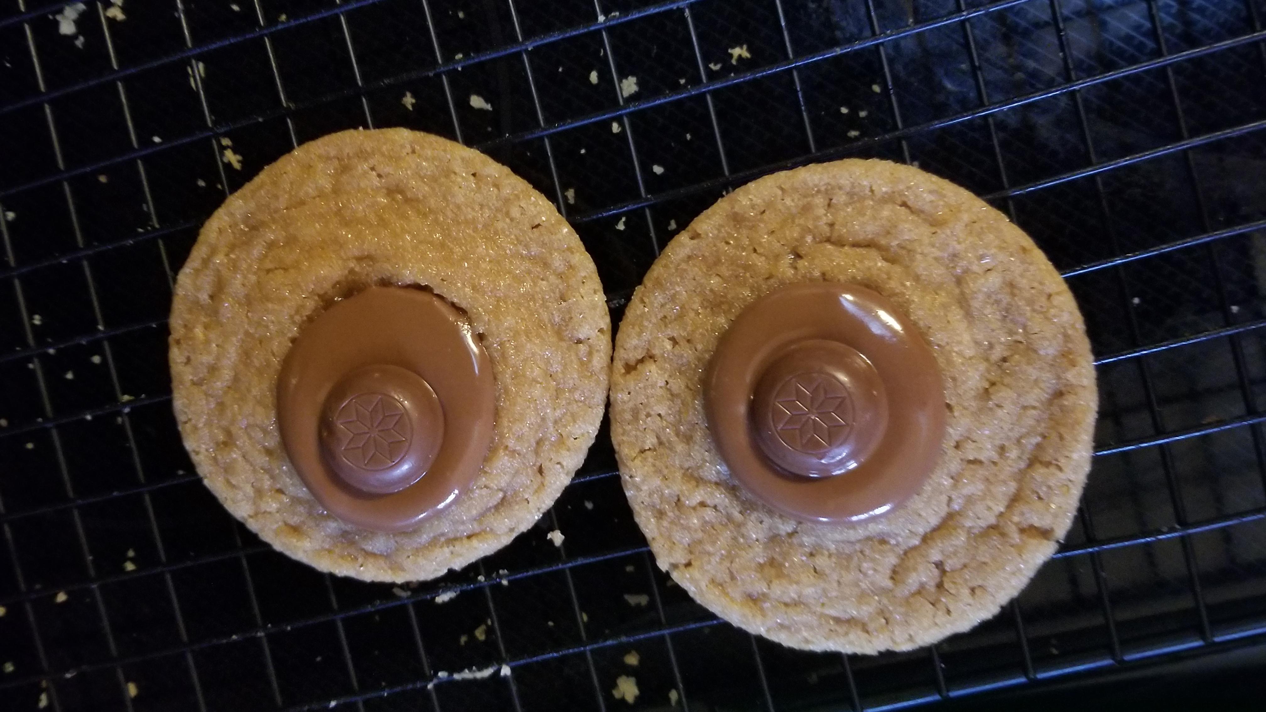 We used reese's bells in our peanut butter kiss cookies and ended up