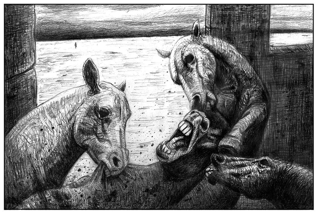 The feast, by me, pencil, 2017. r/SpecArt