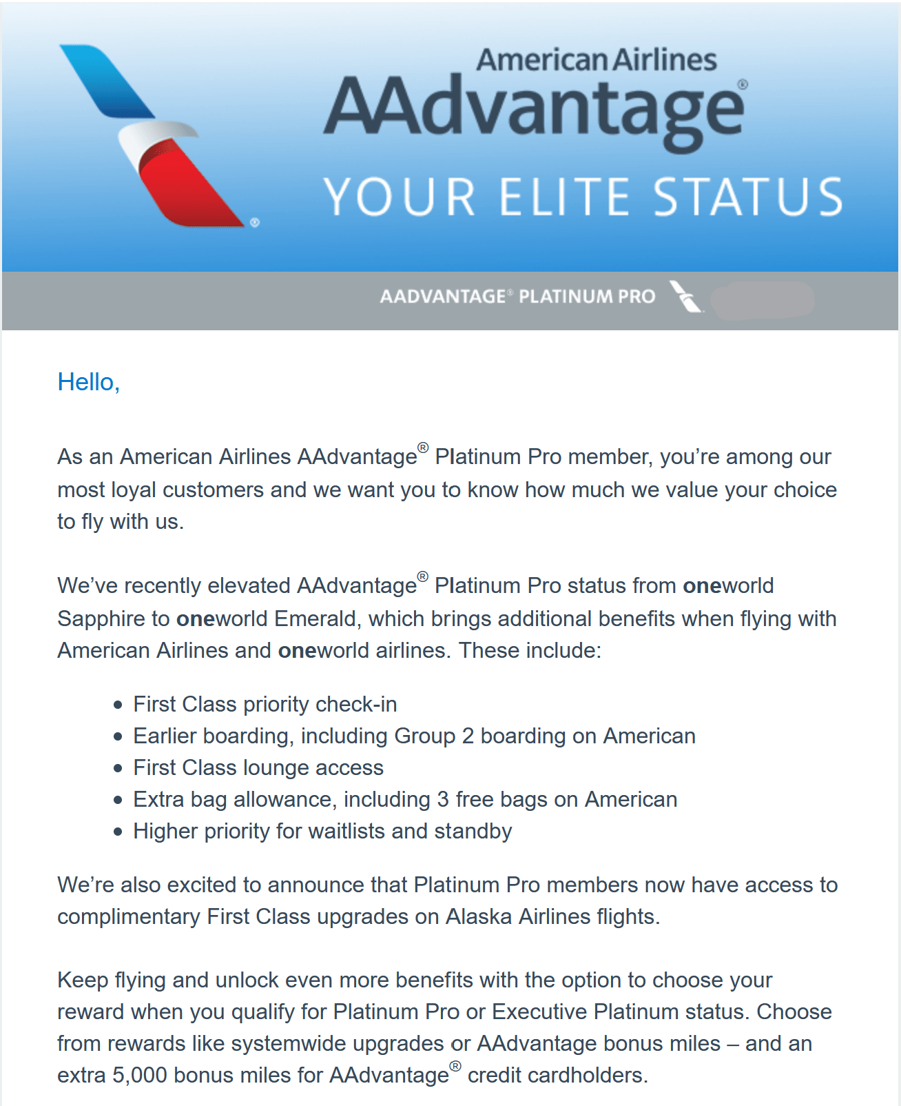 AAdvantage Platinum Pro Members Receive Updated Perks With AA and