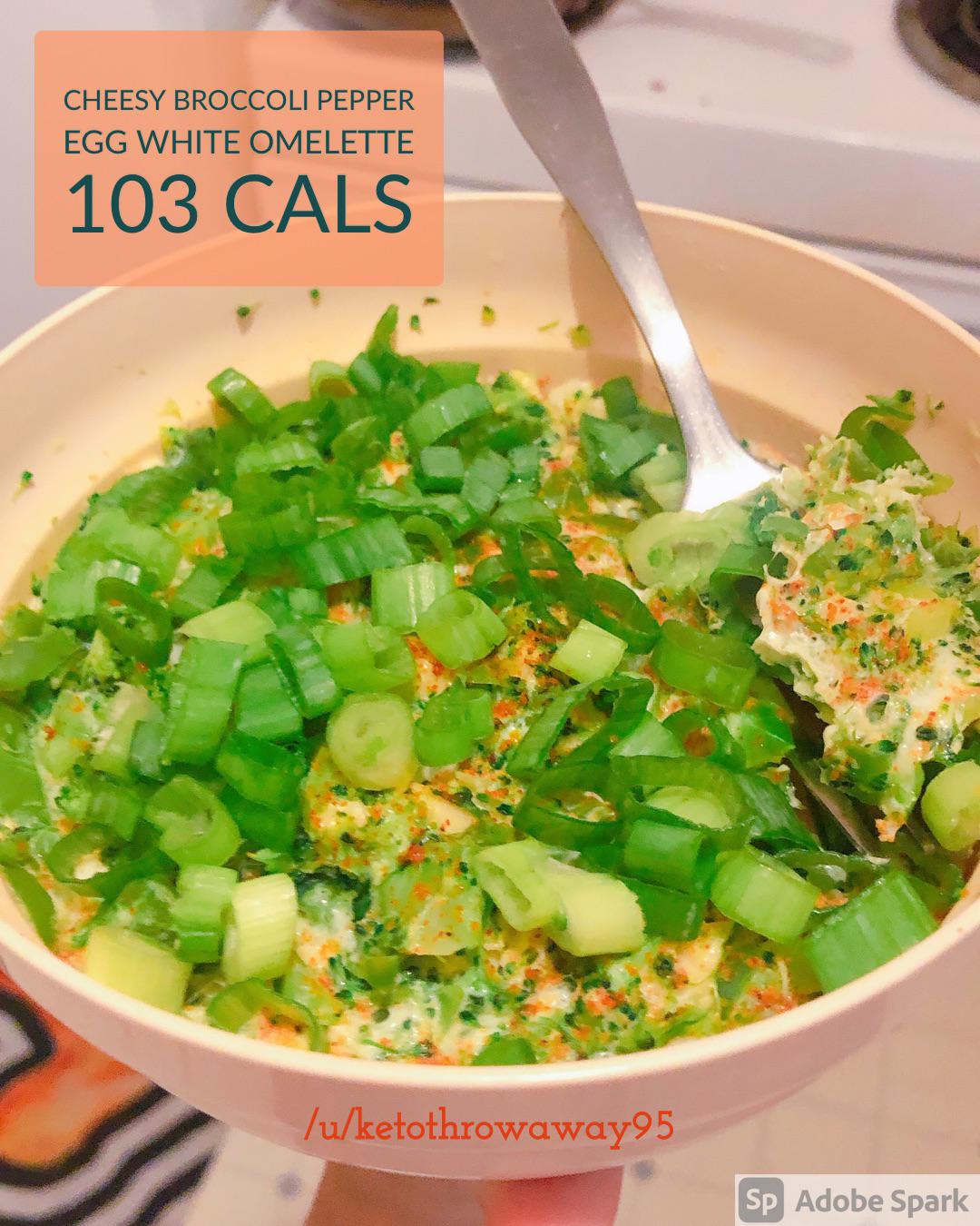 (103) Cheesy broccoli pepper egg white omelette safe_food