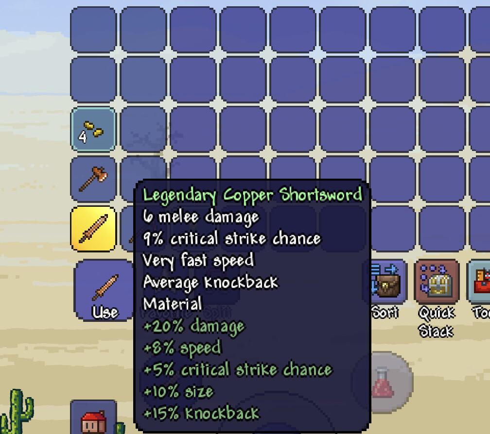 Just started a new world and got a legendary copper shortsword r/Terraria