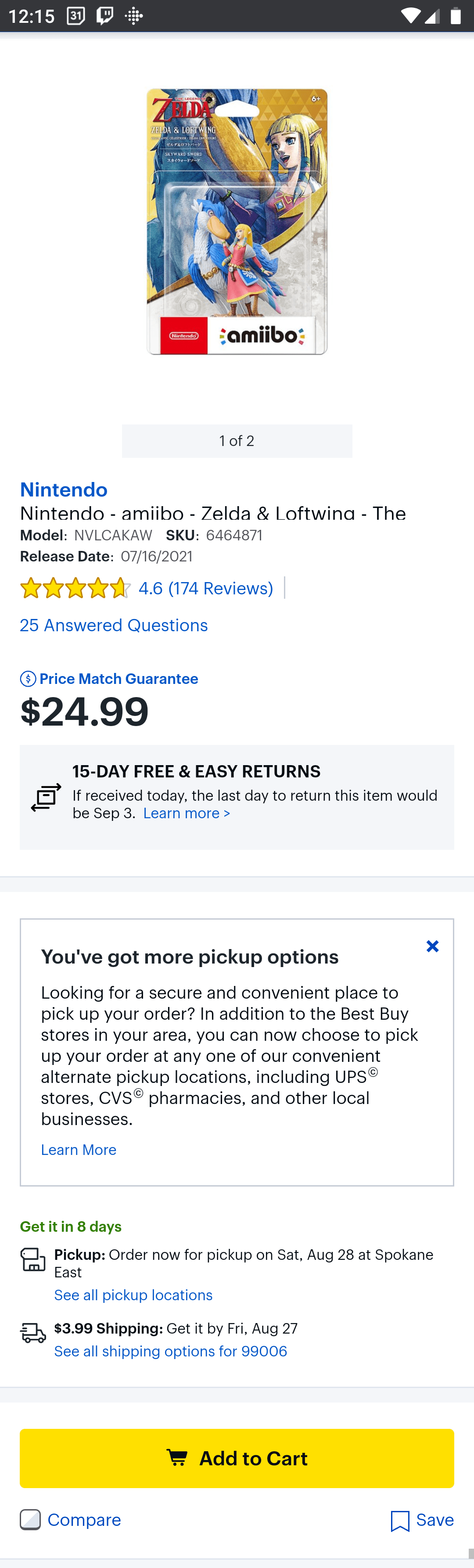 The Loftwing Amiibo is currently available to purchase at Best Buy if