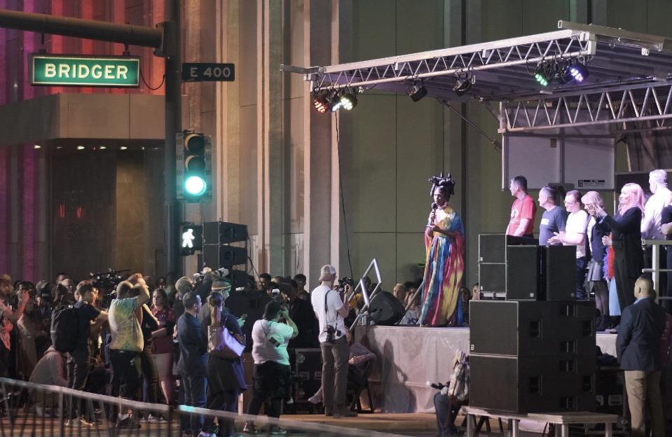 Shea Couleé at the Las Vegas Pride Parade went by Elizabeth Warren r