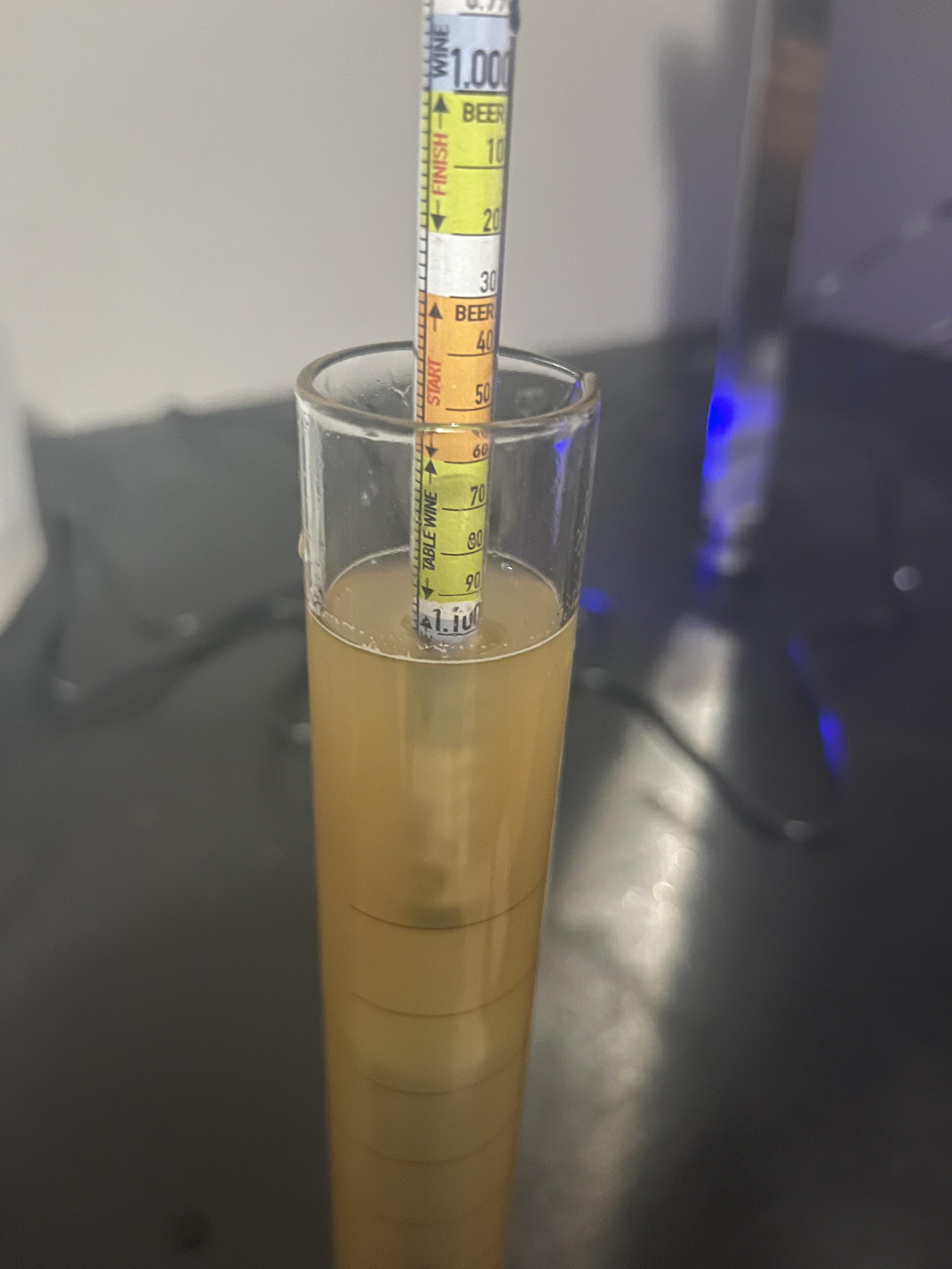 UPDATE I fixed the problem and my hydrometer is now reading at 1.109