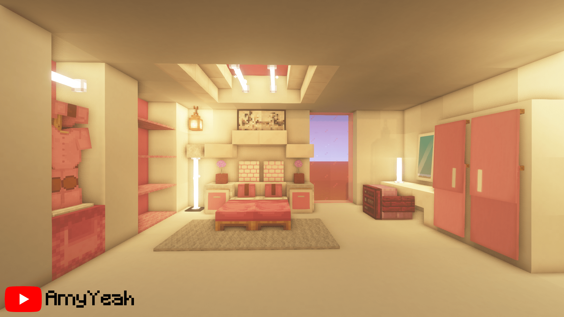 Hi guys. I built a pink modern bedroom. what do you think? r/Minecraft