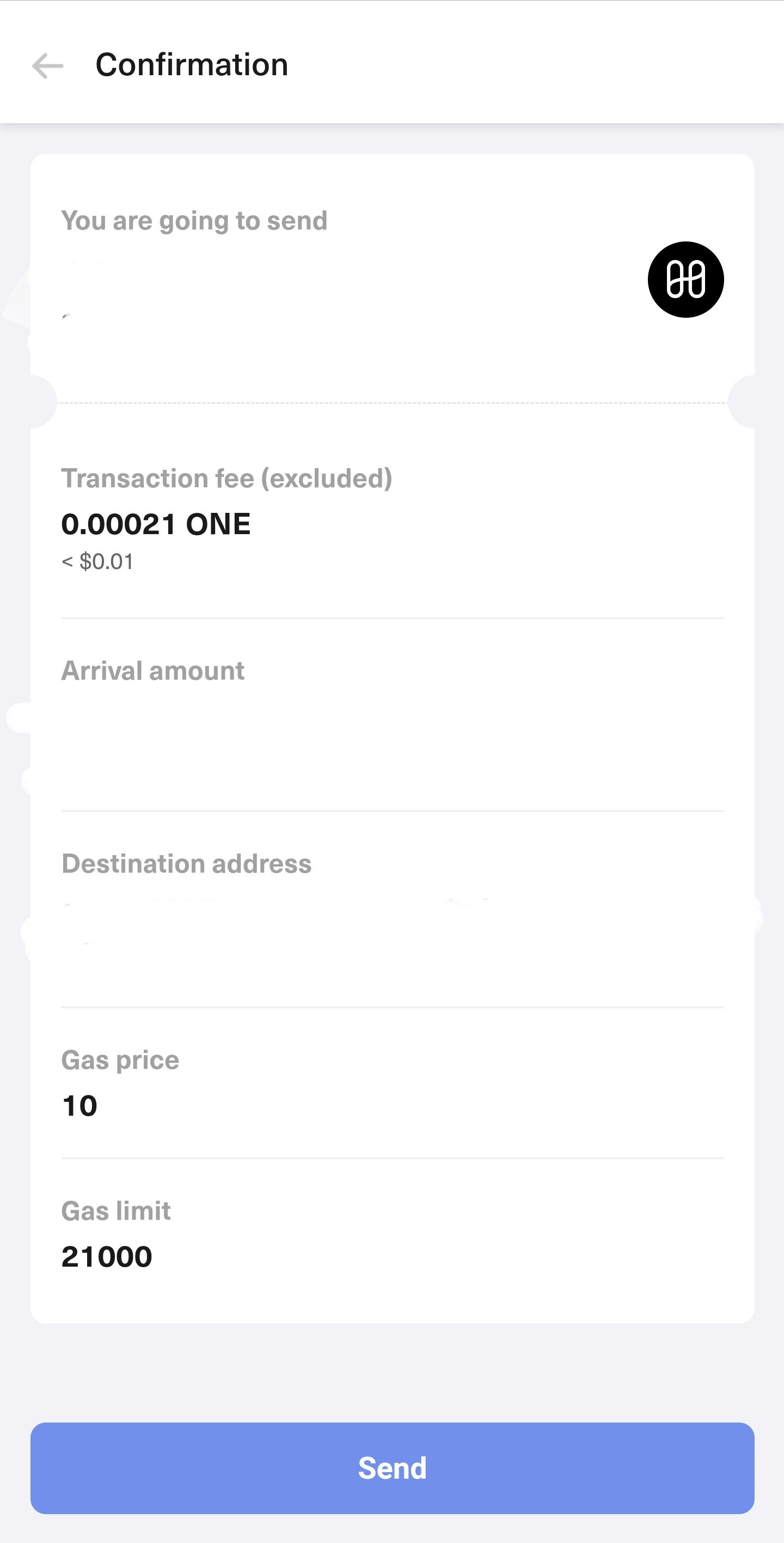 Gas fees for Guarda Wallet transactions? r/harmony_one