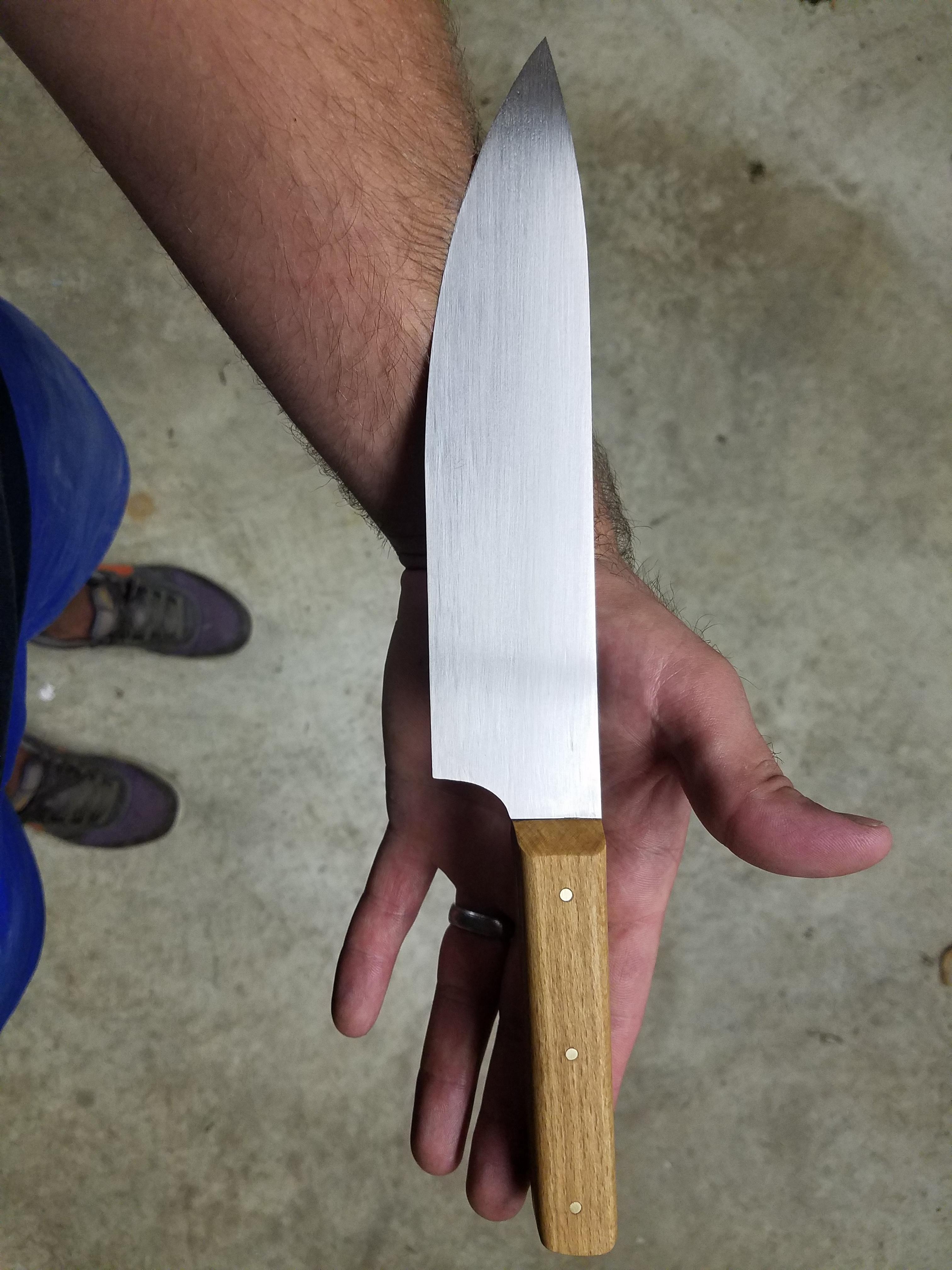 3rd Chef knife. It is in AEBL 62 Rockwell and edge was .009" before