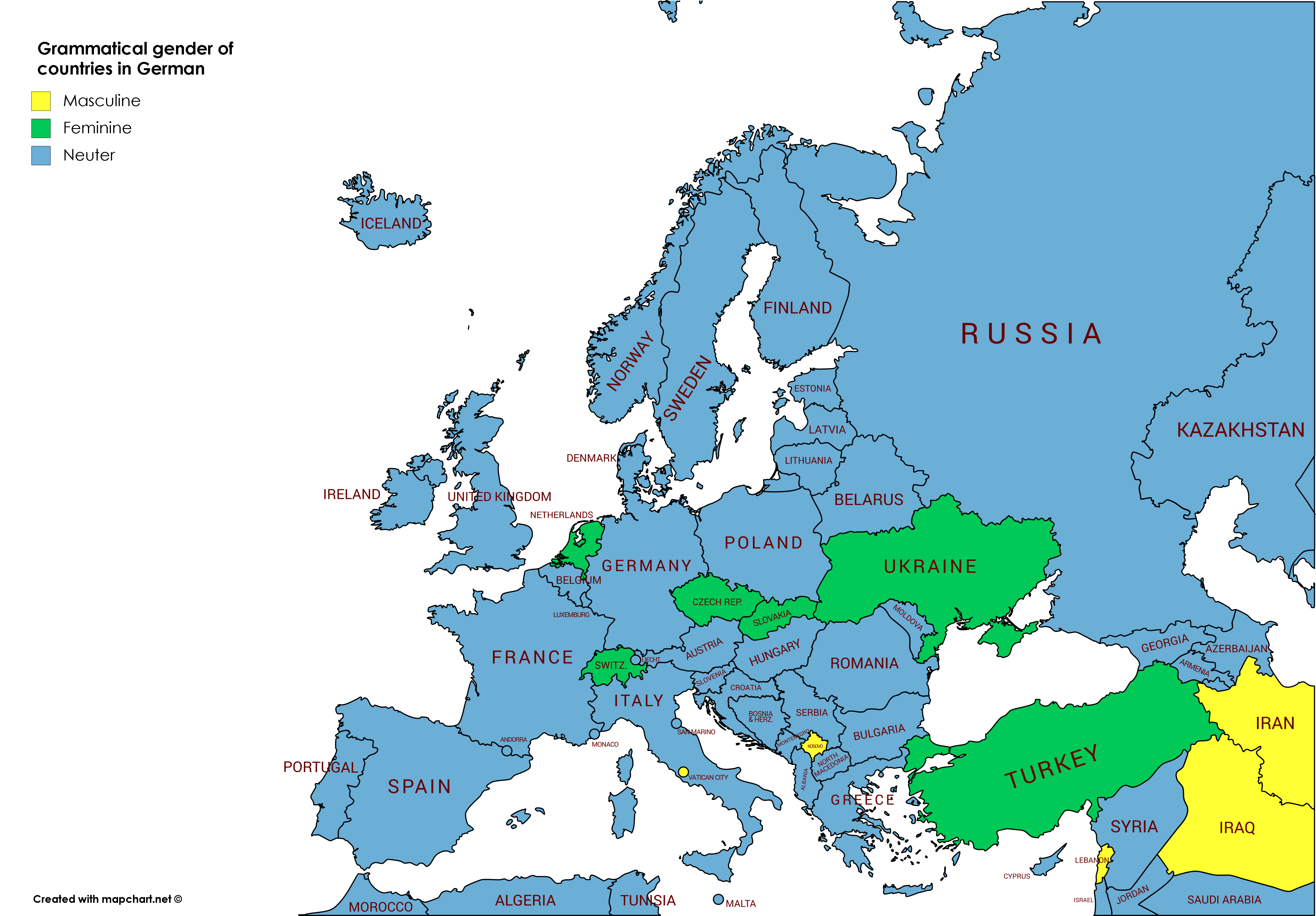 Grammatical gender of countries in German r/europe