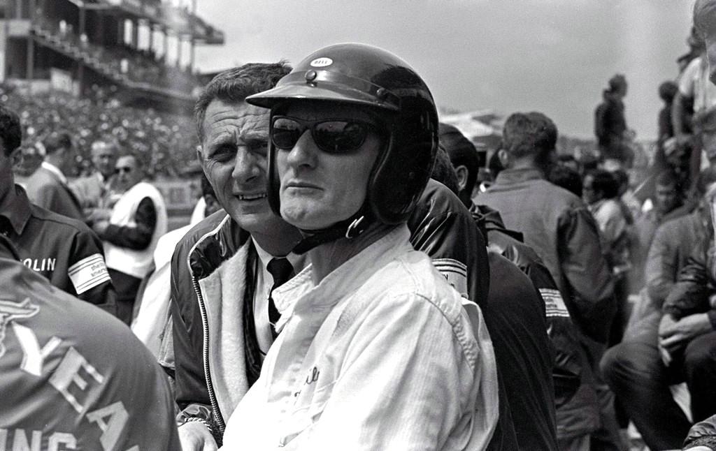 a old picture of Ken Miles at Le Mans 66 r/racing