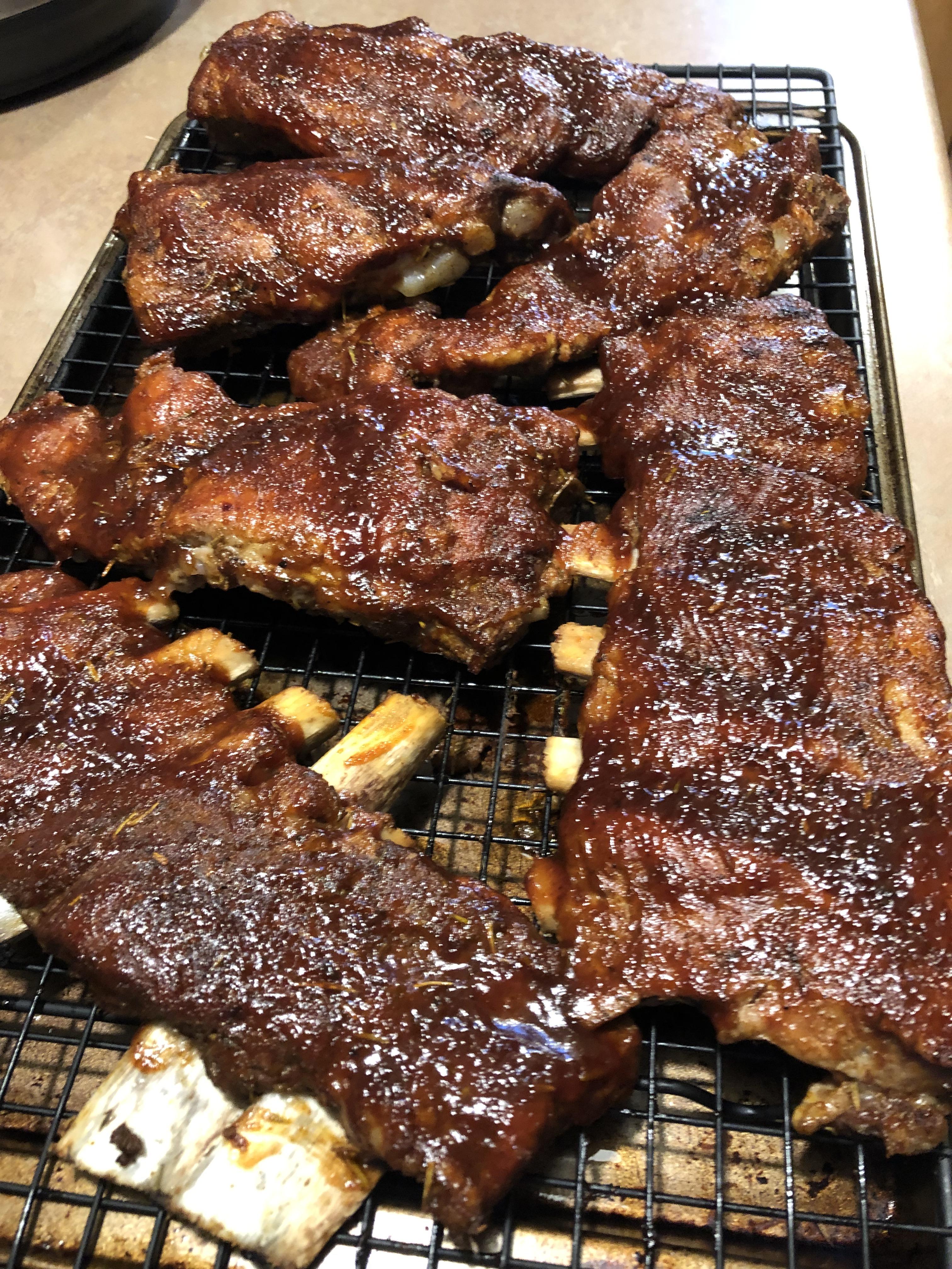 Pork side ribs, dry rub. My very first attempt at ribs in the IP and I