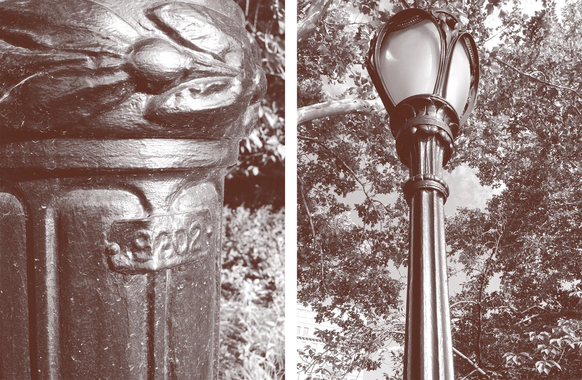 Lampposts in Central Park, NYC, have numbers explaining their location