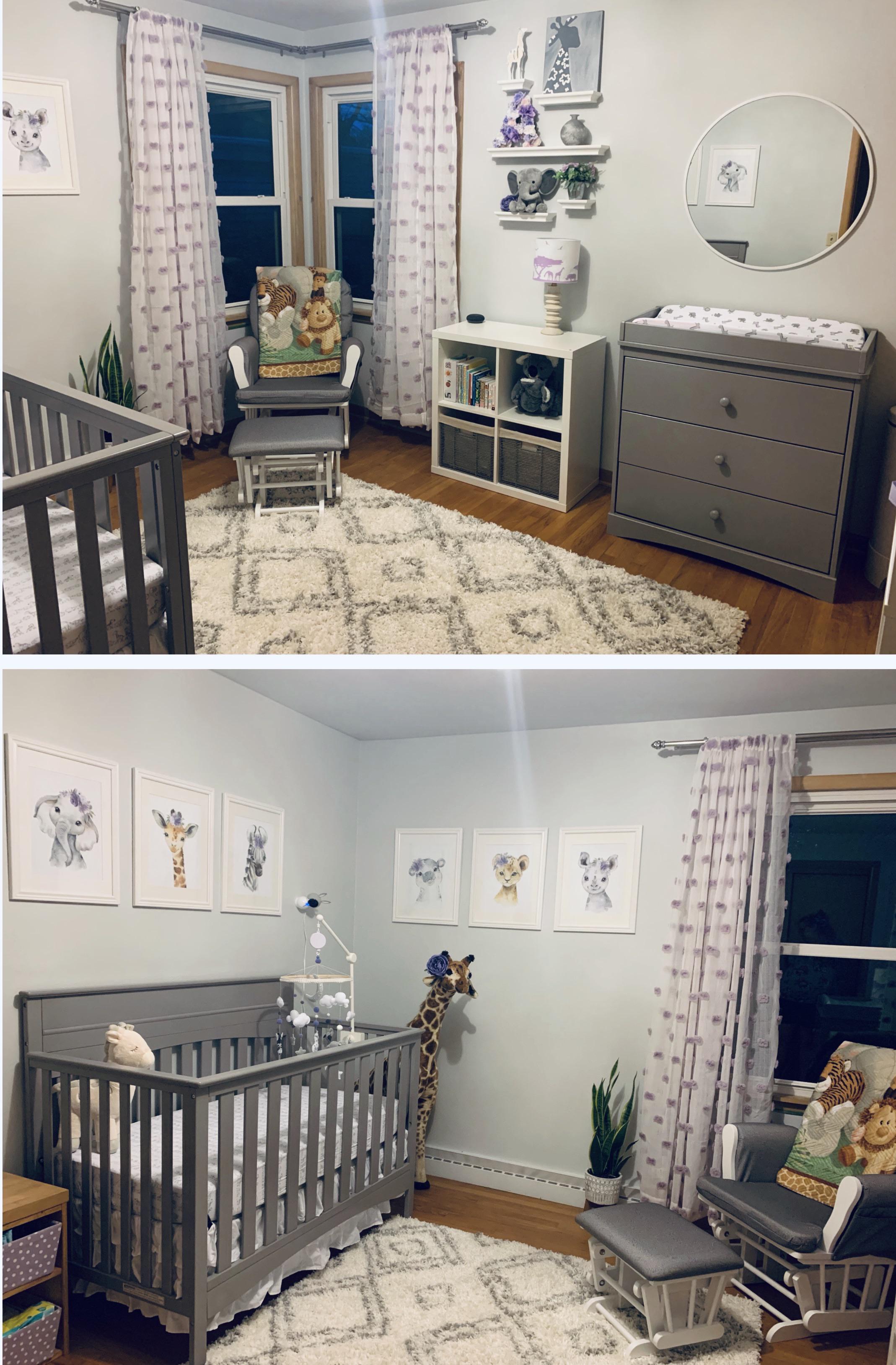 Baby girl safari nursery. 39 weeks and 6 days, she should be here any time now! 💜 r/BabyBumps
