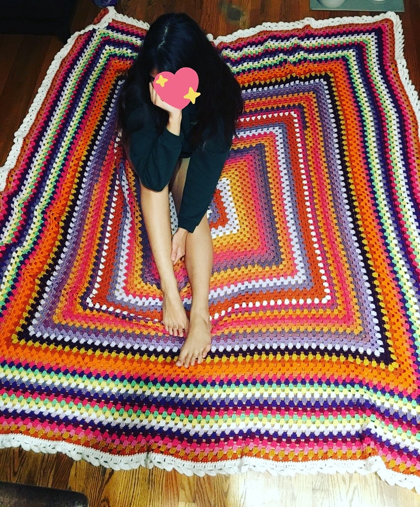 Finished my therapy blanket after almost two years of work. I'm not a
