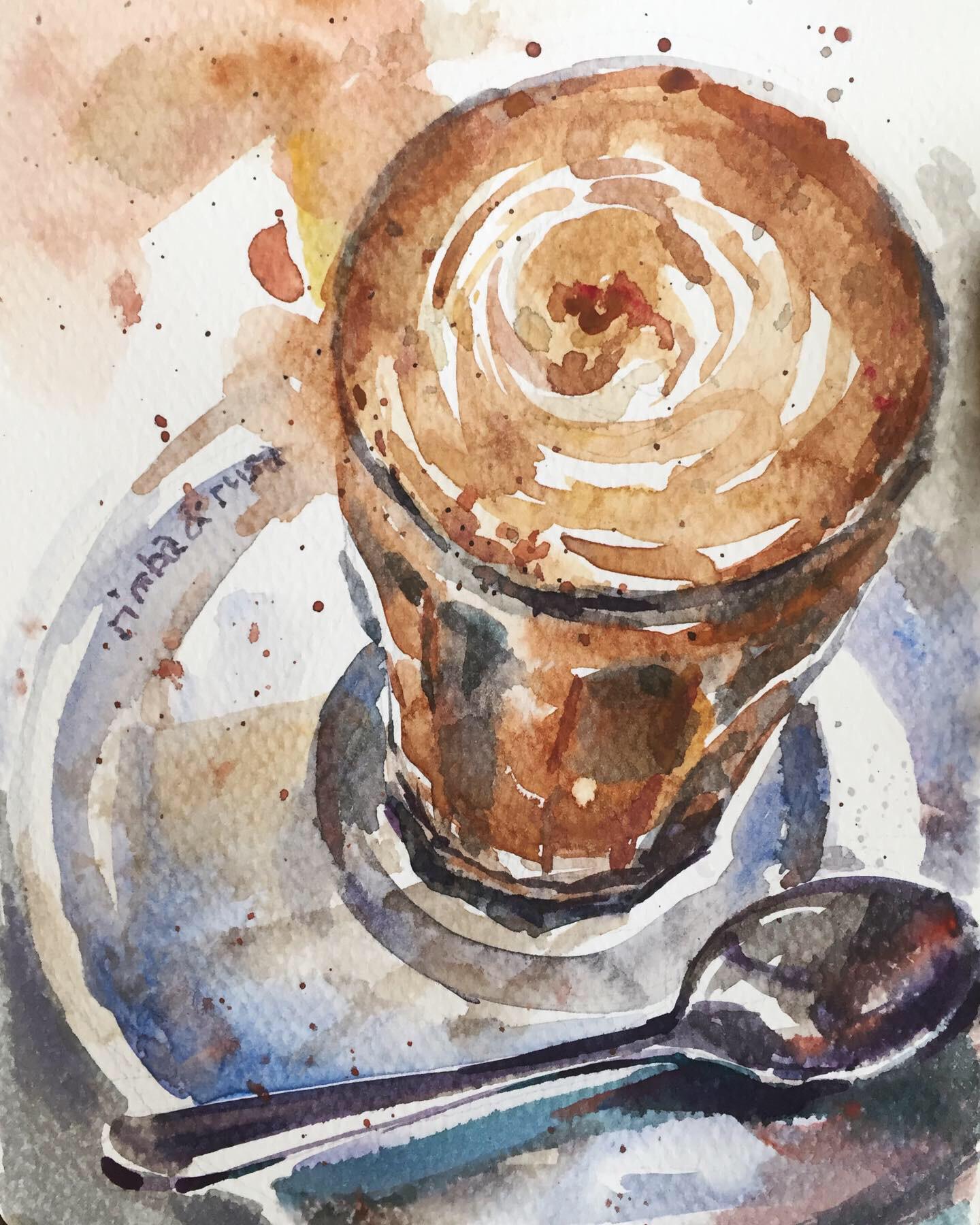 Latte at late evening. Do you still drink coffee at night? r/Watercolor