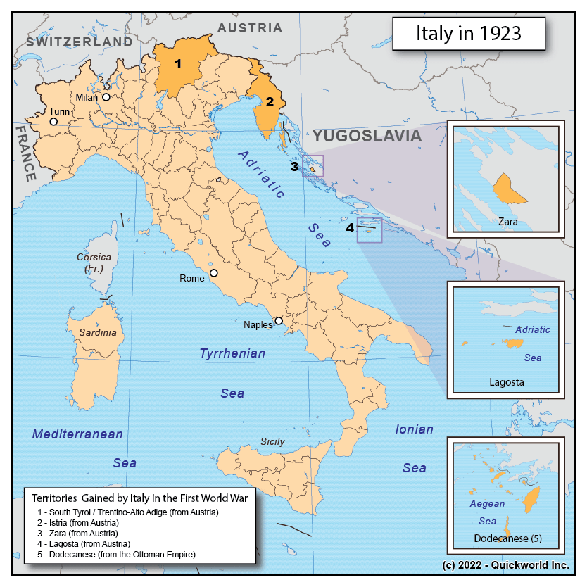 Italy's WW1 Territorial Gains (More details on https//mapoftheday