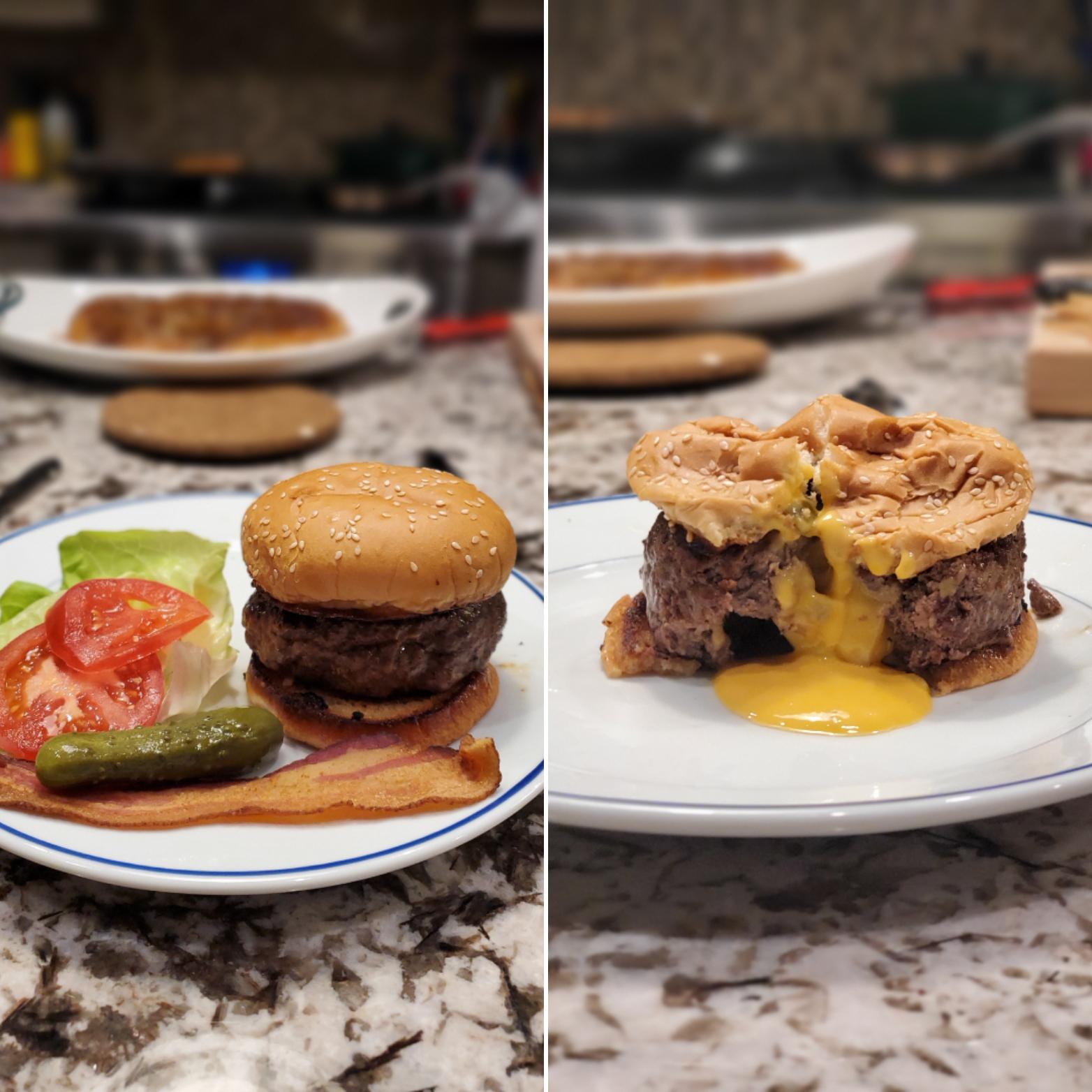 [Homemade] The Minnesota Juicy Lucy made in my Houston kitchen. r