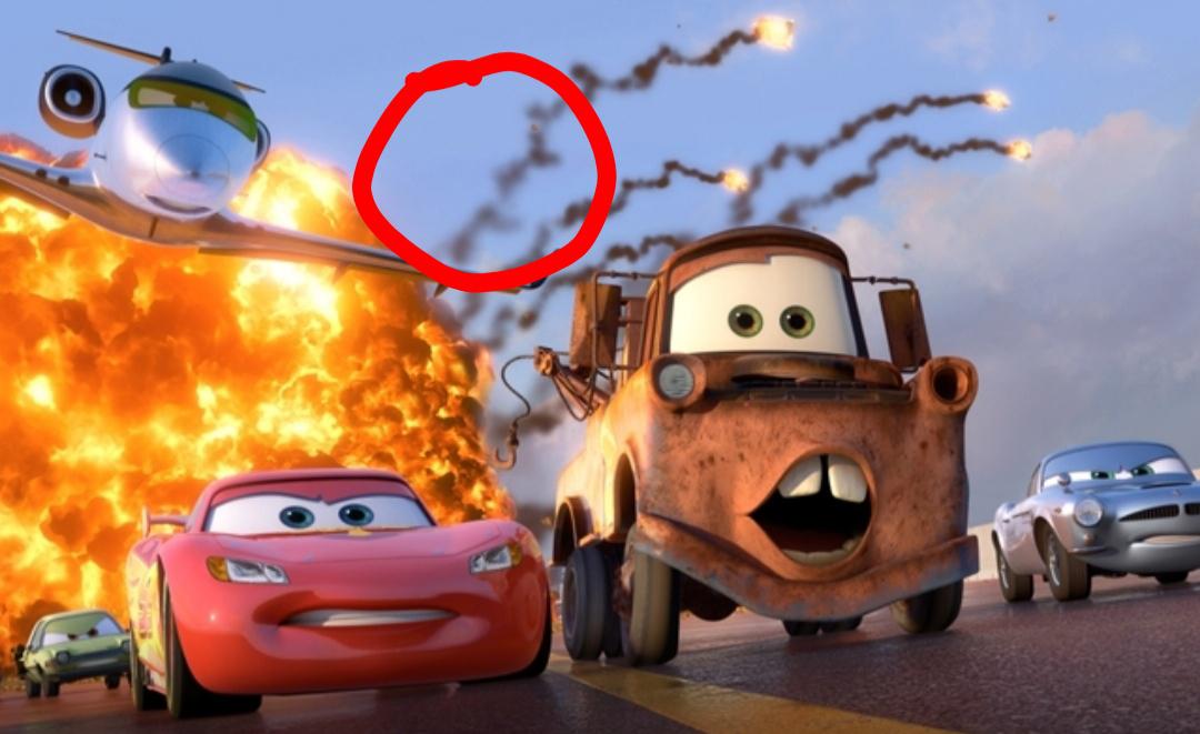 If you look closely at this scene from Cars 2 (2011), you'll notice