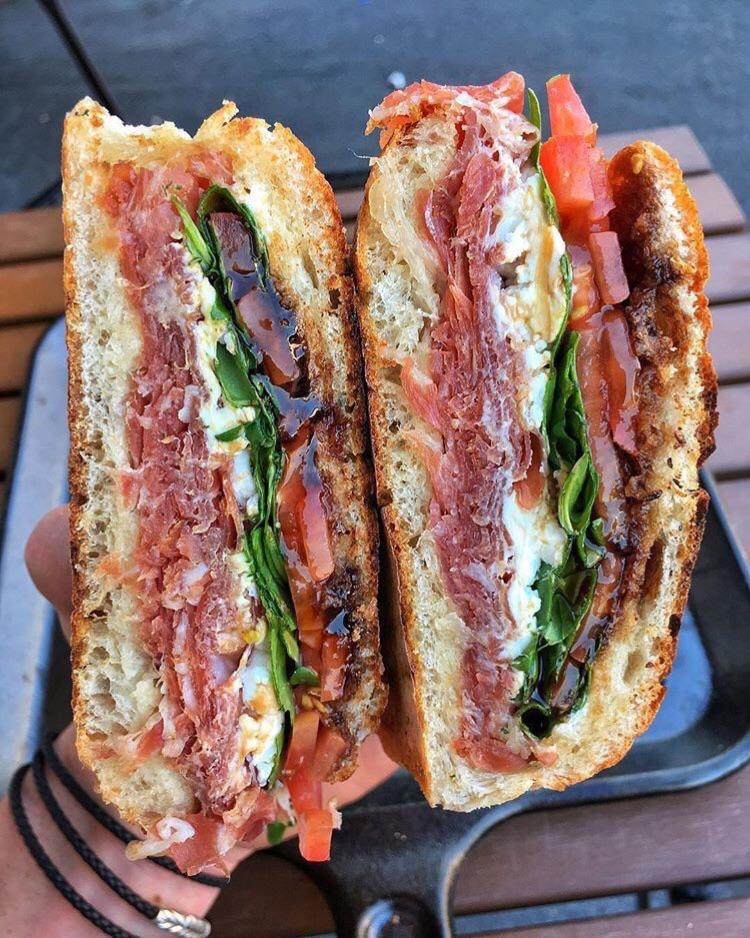 Smoked Prosciutto, Goat Cheese, Baby Arugula, Tomato & Balsamic Glaze