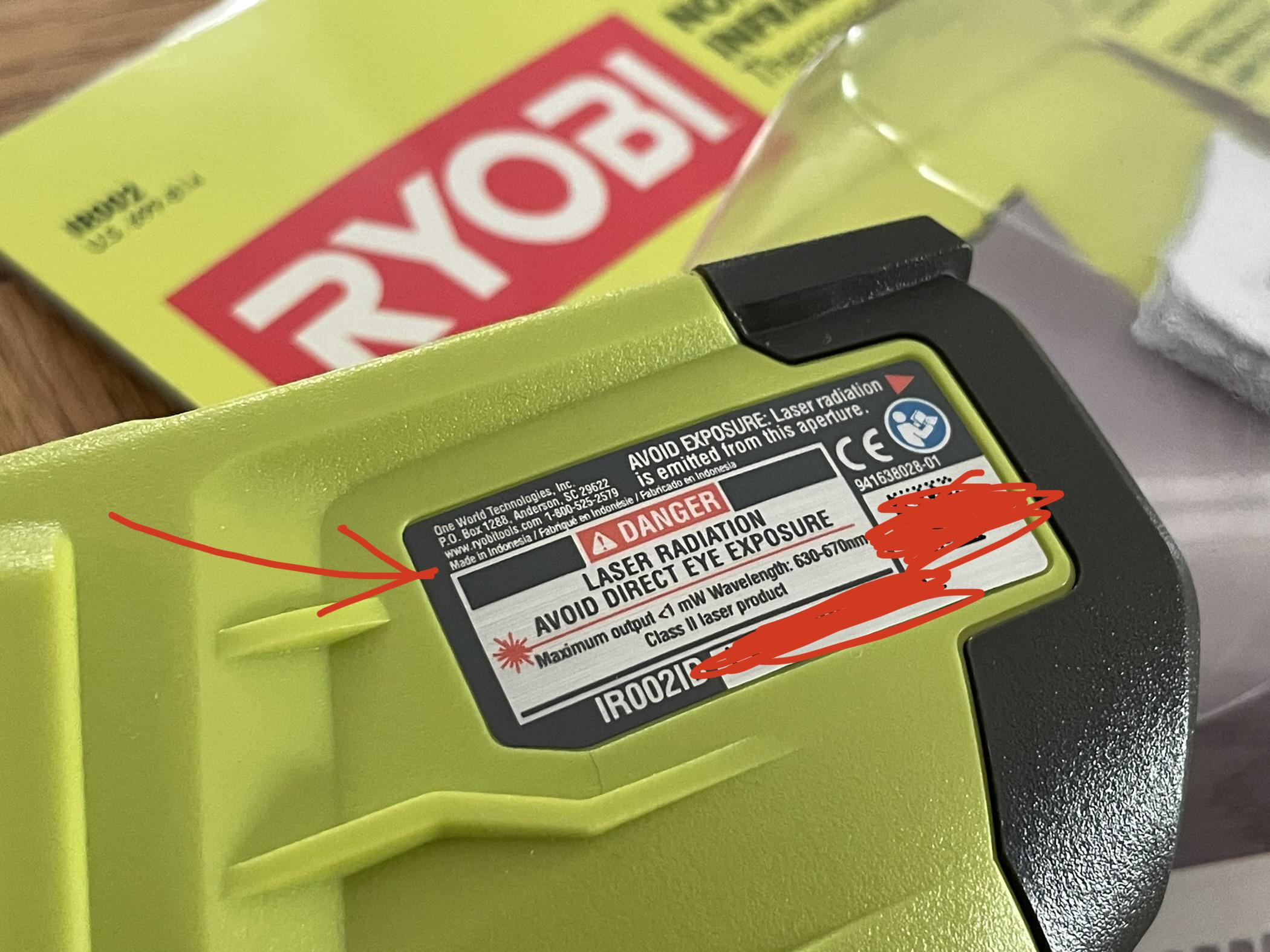 Ryobi infrared thermometer made in Indonesia : r/avoidchineseproducts