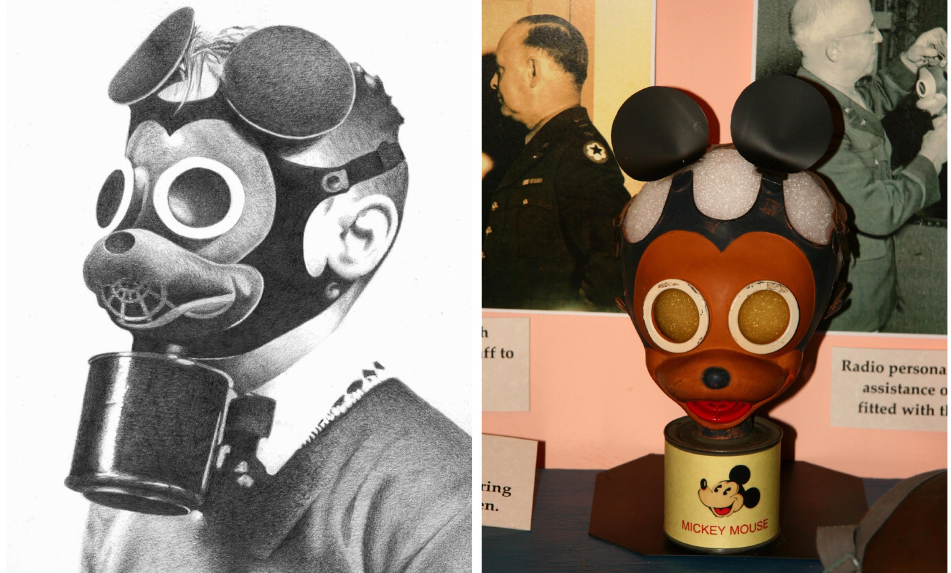 Walt Disney Showing Sketch Of Mickey Mouse Gas Mask To, 41 OFF