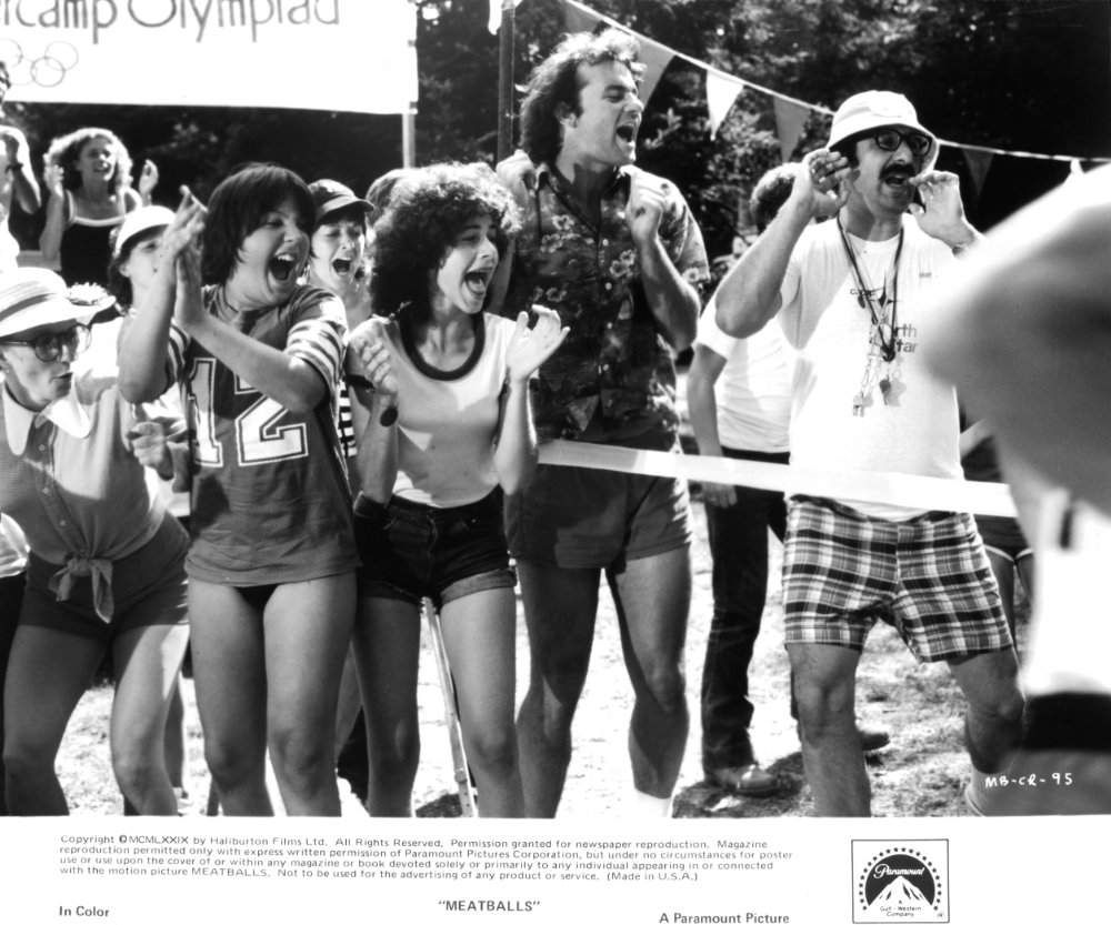 Bill Murray (Tripper) and Harvey Atkin (Morty) cheer on Rudi Gerner in