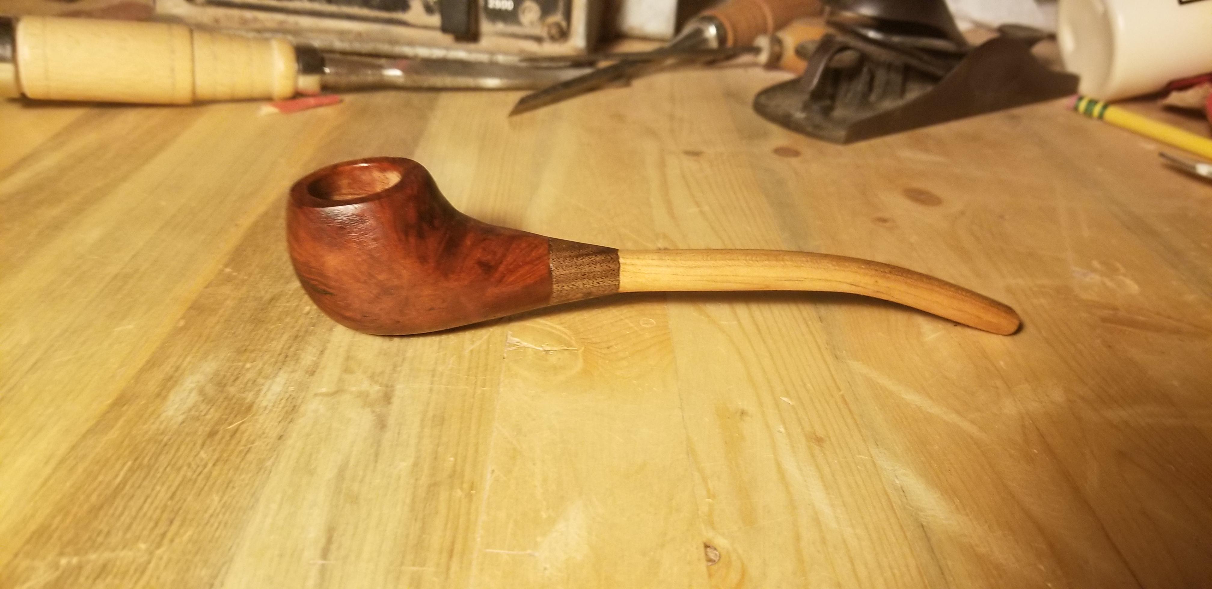 Briar wood pipe with Cherry Stem and Walnut... my 3rd attempt at a pipe