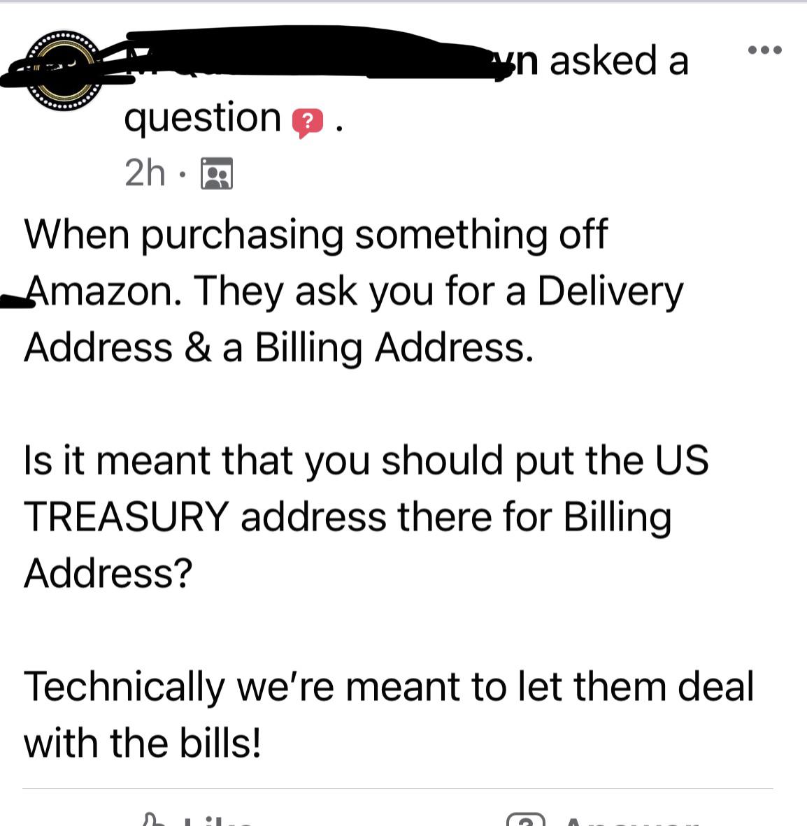 Billing address? r/amibeingdetained
