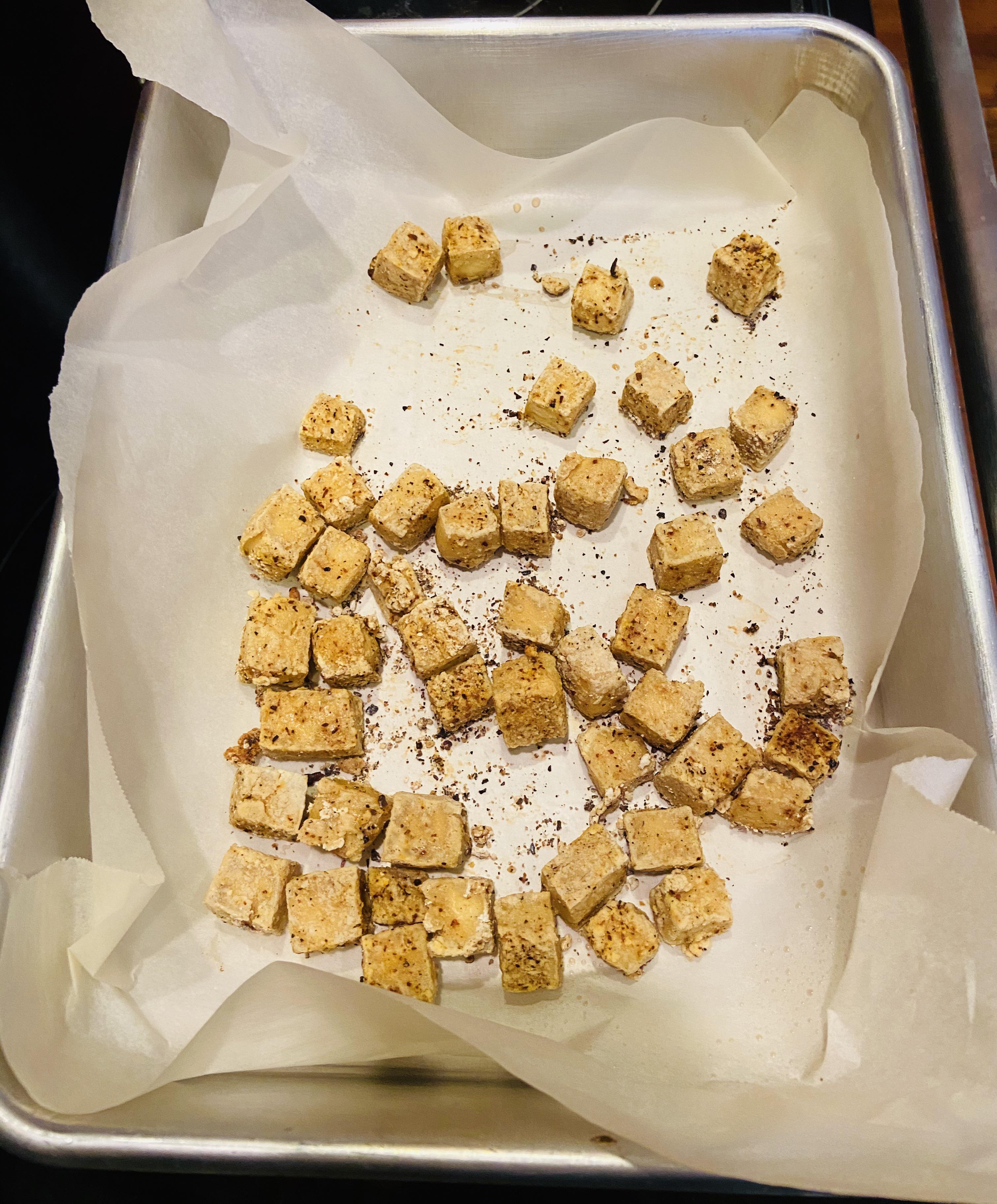 Mmm bulk preppin’ about 400 calories worth of tofu! vegan1200isplenty