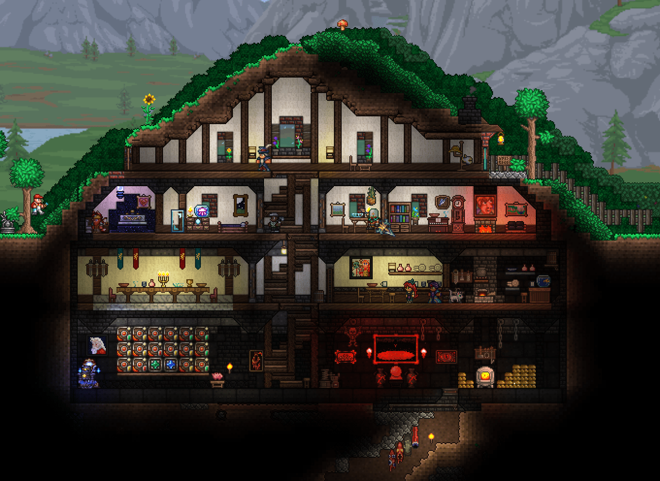 Built a hobbit hole that we're using for our calamity server! r/Terraria