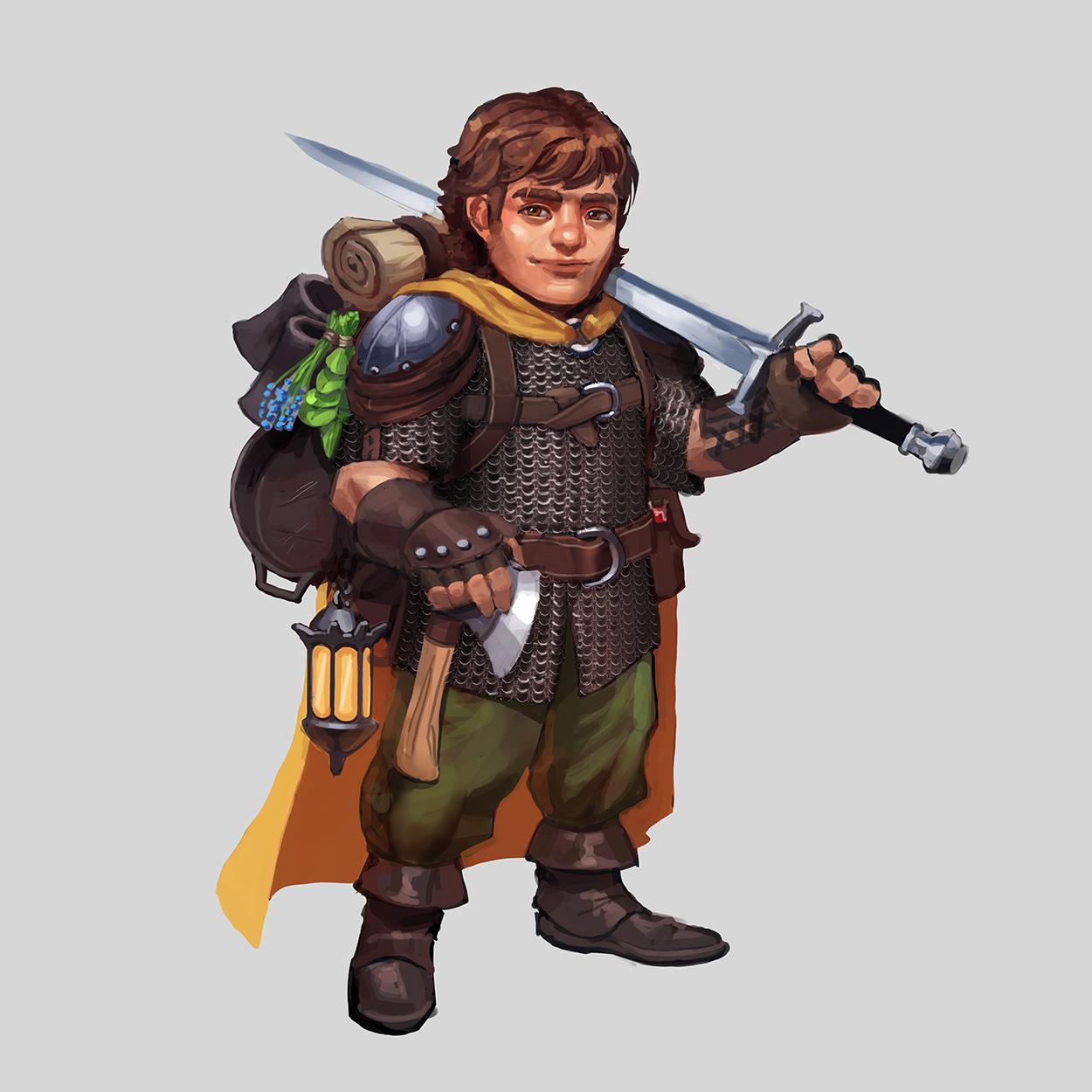 [ART][OC] Halfling Fighter Firgle Thornstroke by Me r/DnD