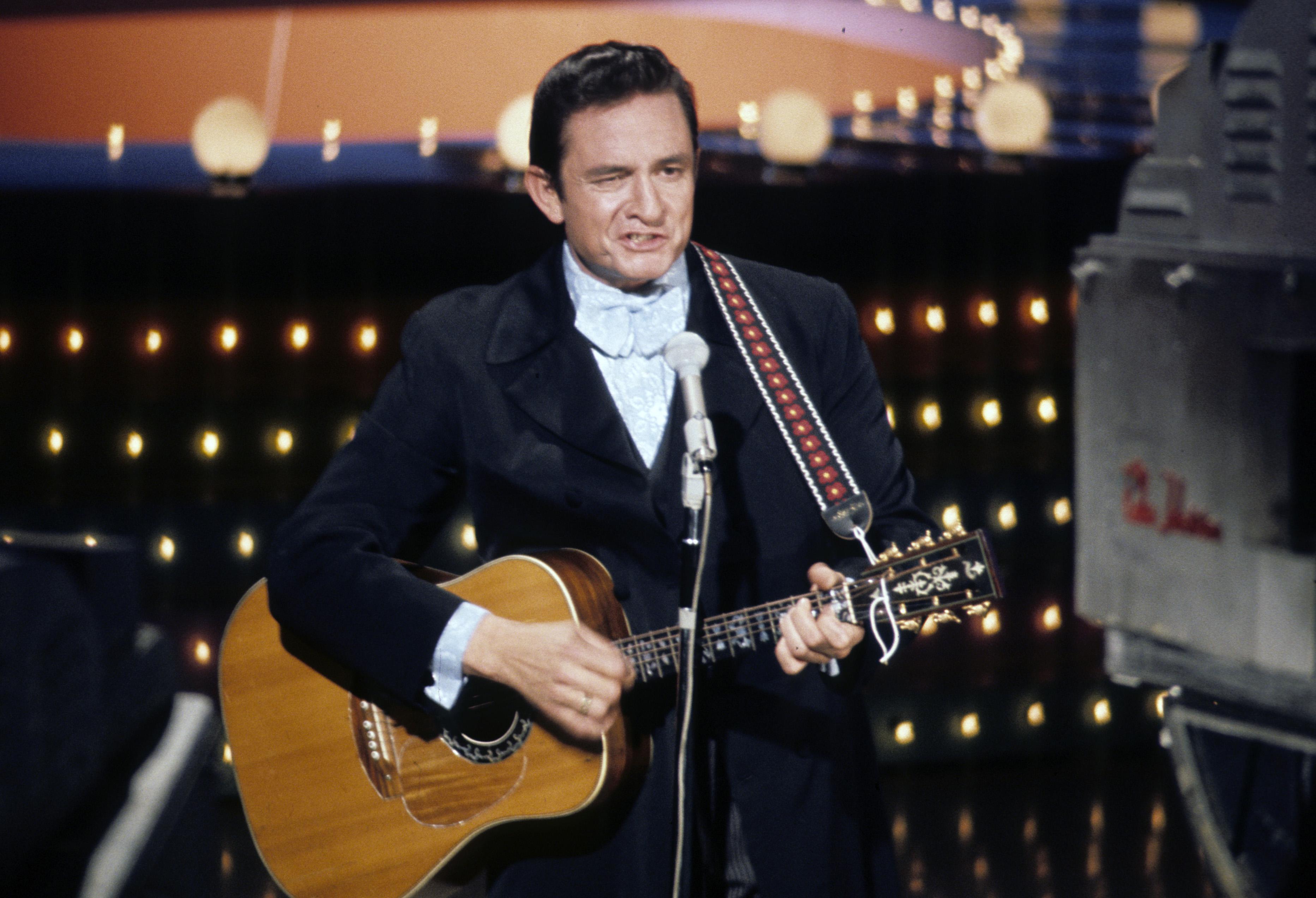 Johnny Cash during a taping of his ABC Network TVShow, called ''The