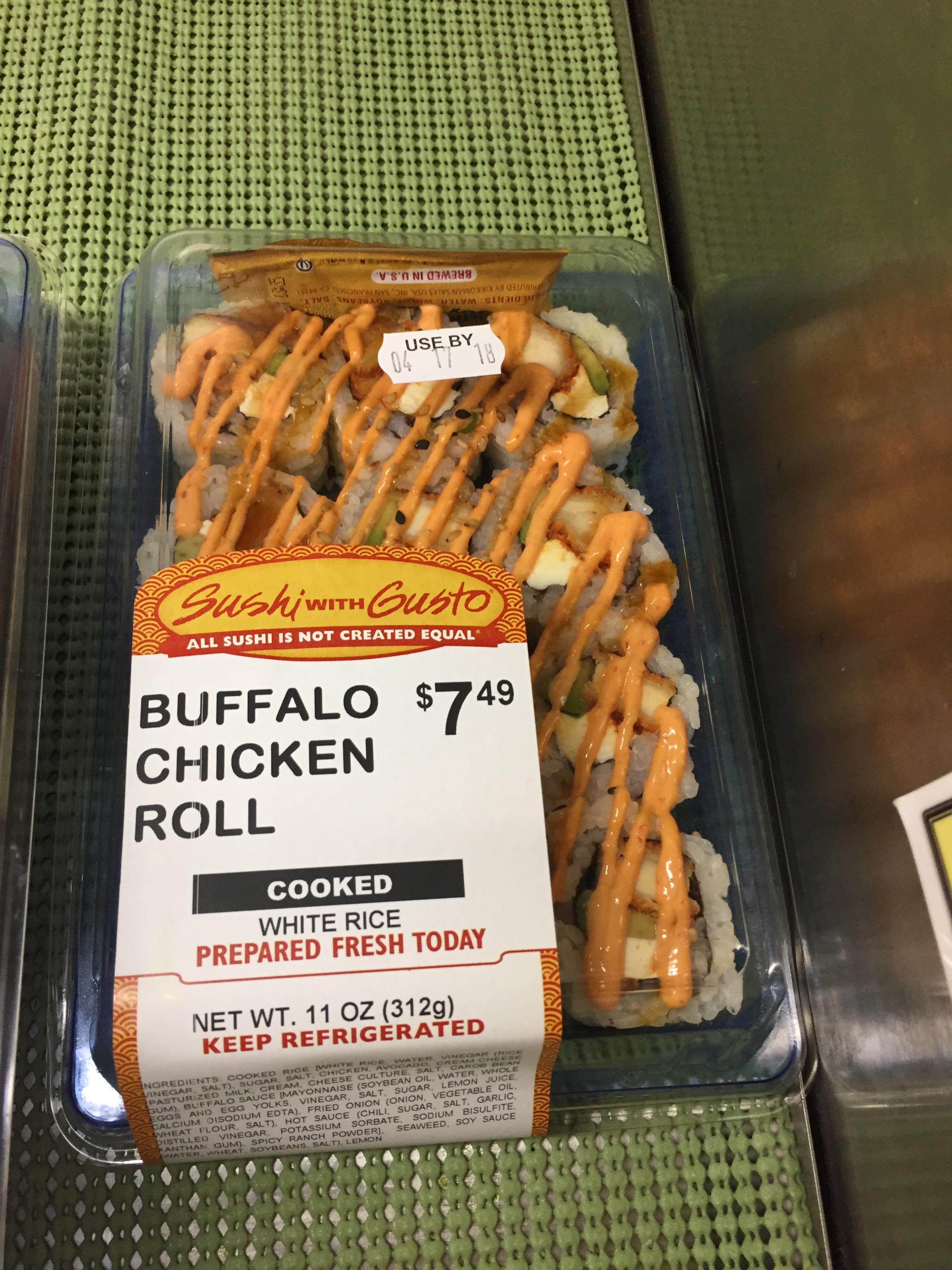 Buffalo chicken sushi from my school's cafe r/SushiAbomination