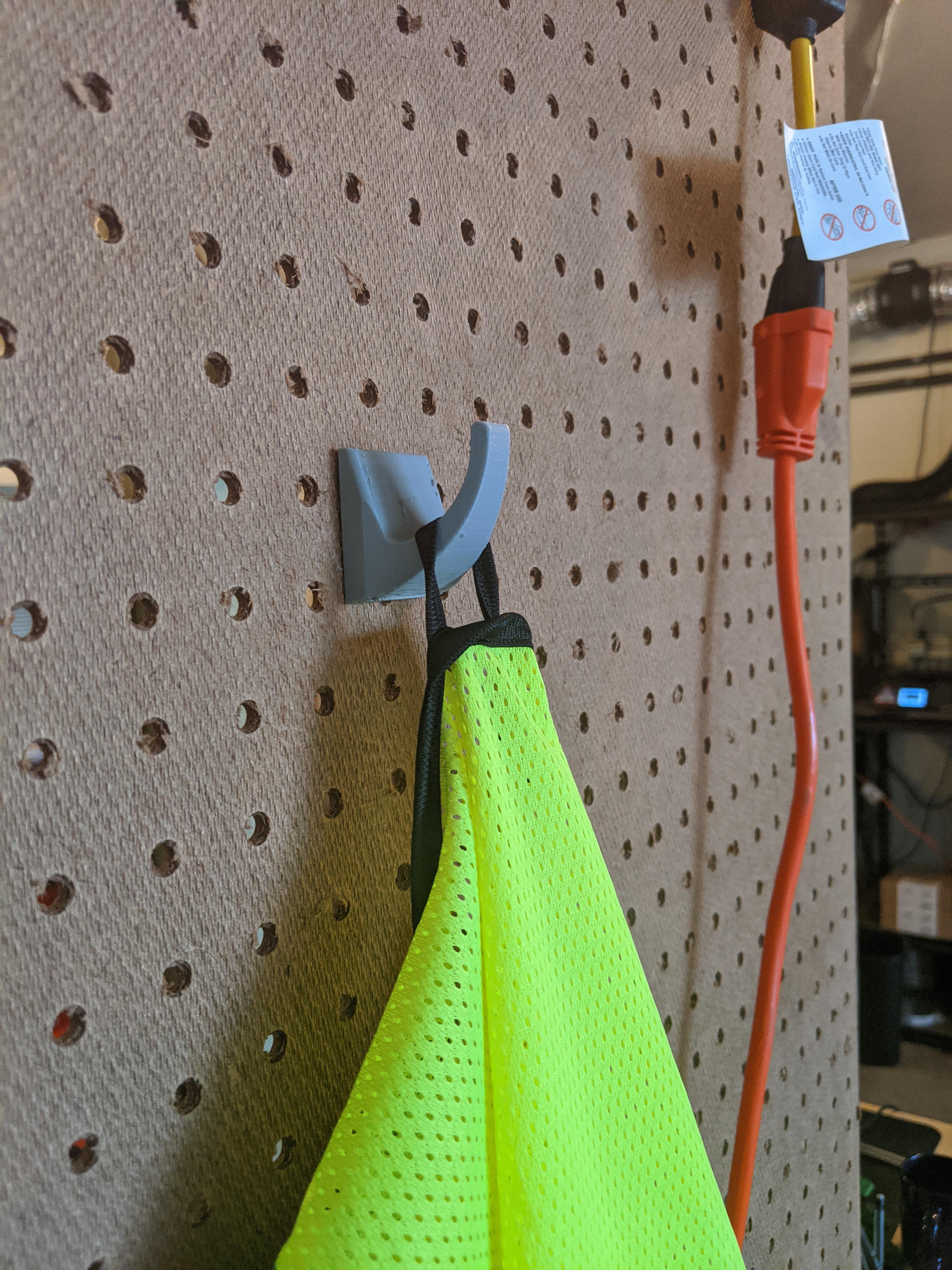 PETG peg board coat hanger for safety vest, there's always a way to