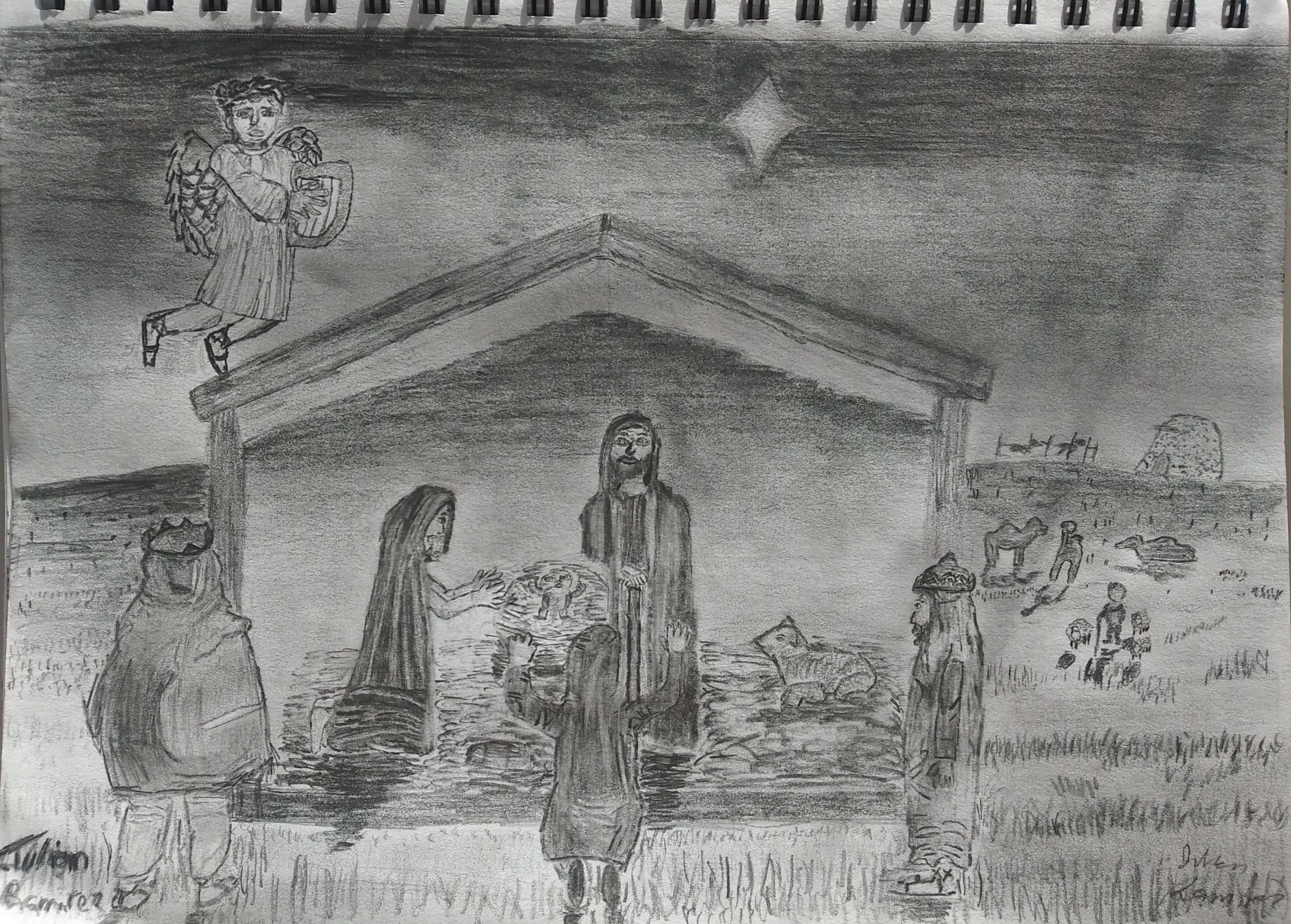 The Nativity Scene, pencil, me, 2019 r/Art