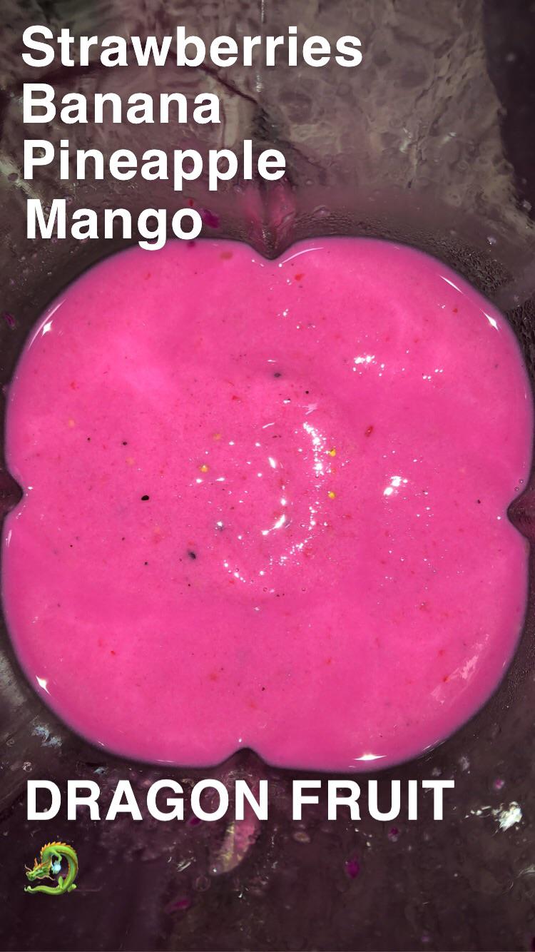I love the color of my dragon fruit smoothies. (Strawberries, mango