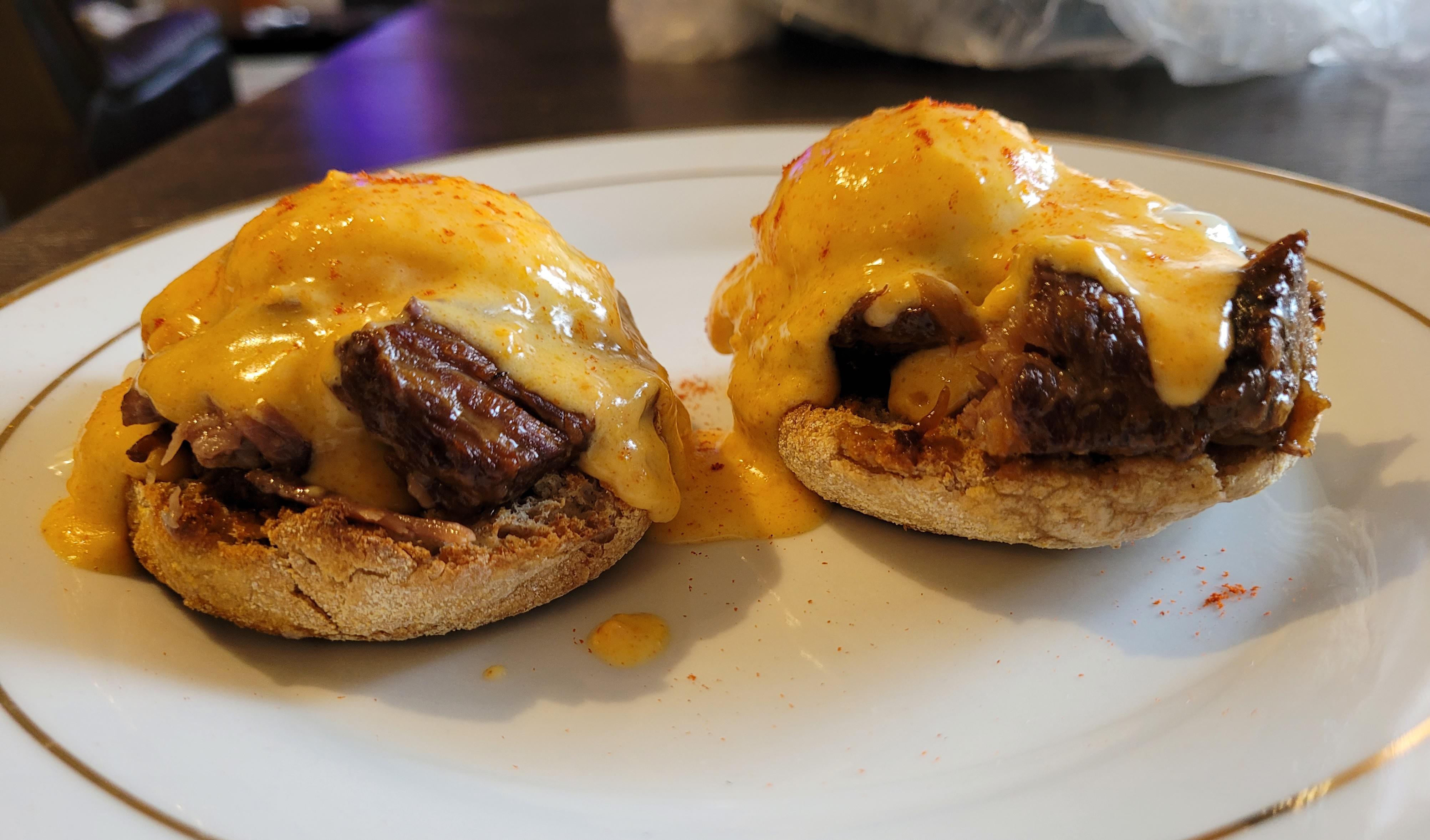[Homemade] Guinness braised short rib eggs benedict r/food