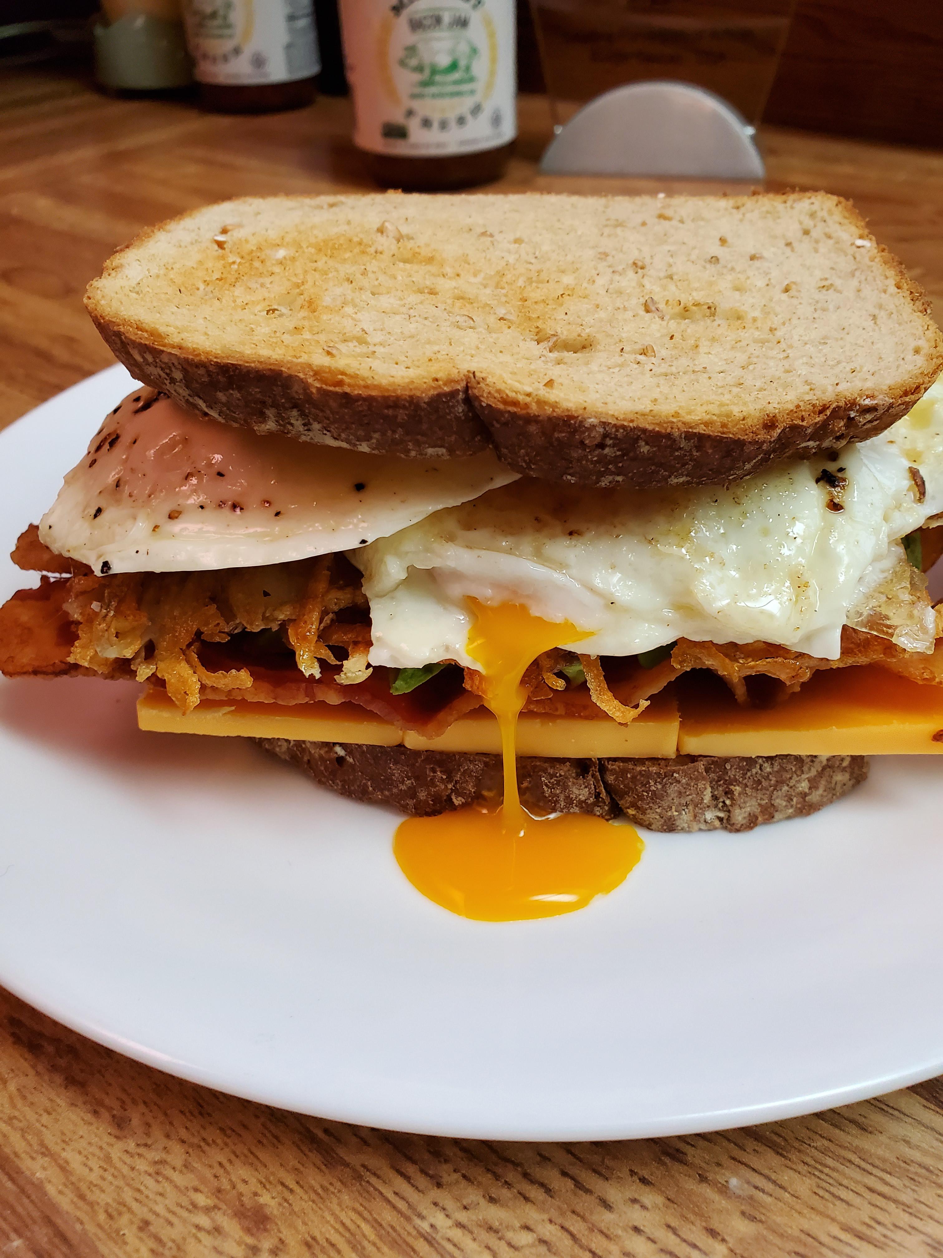 The breakfast of champions. Bacon, egg, cheese, hash brown, and avocado