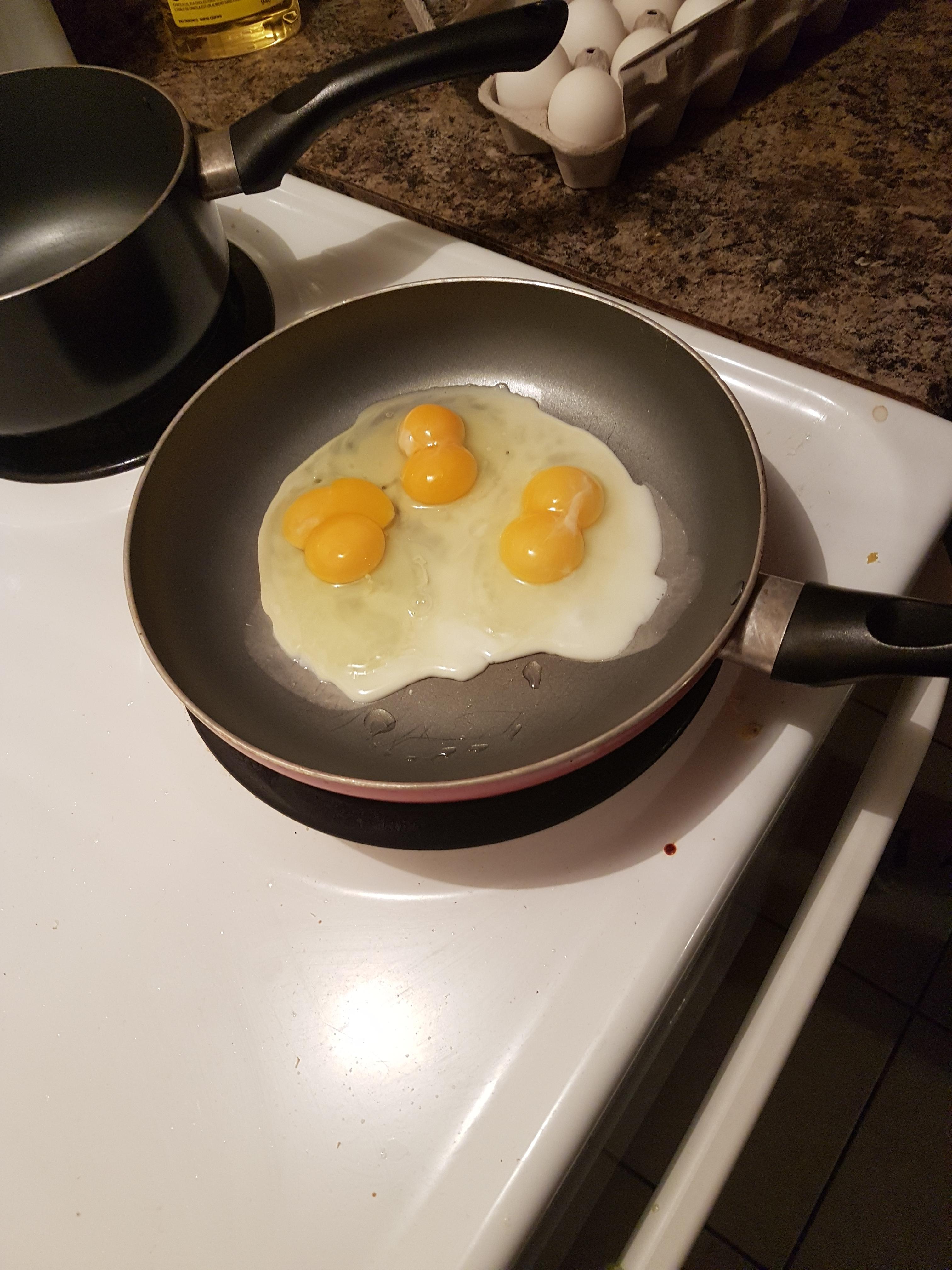 Got 3 Double Yolk Eggs in a Row this Morning. mildlyinteresting