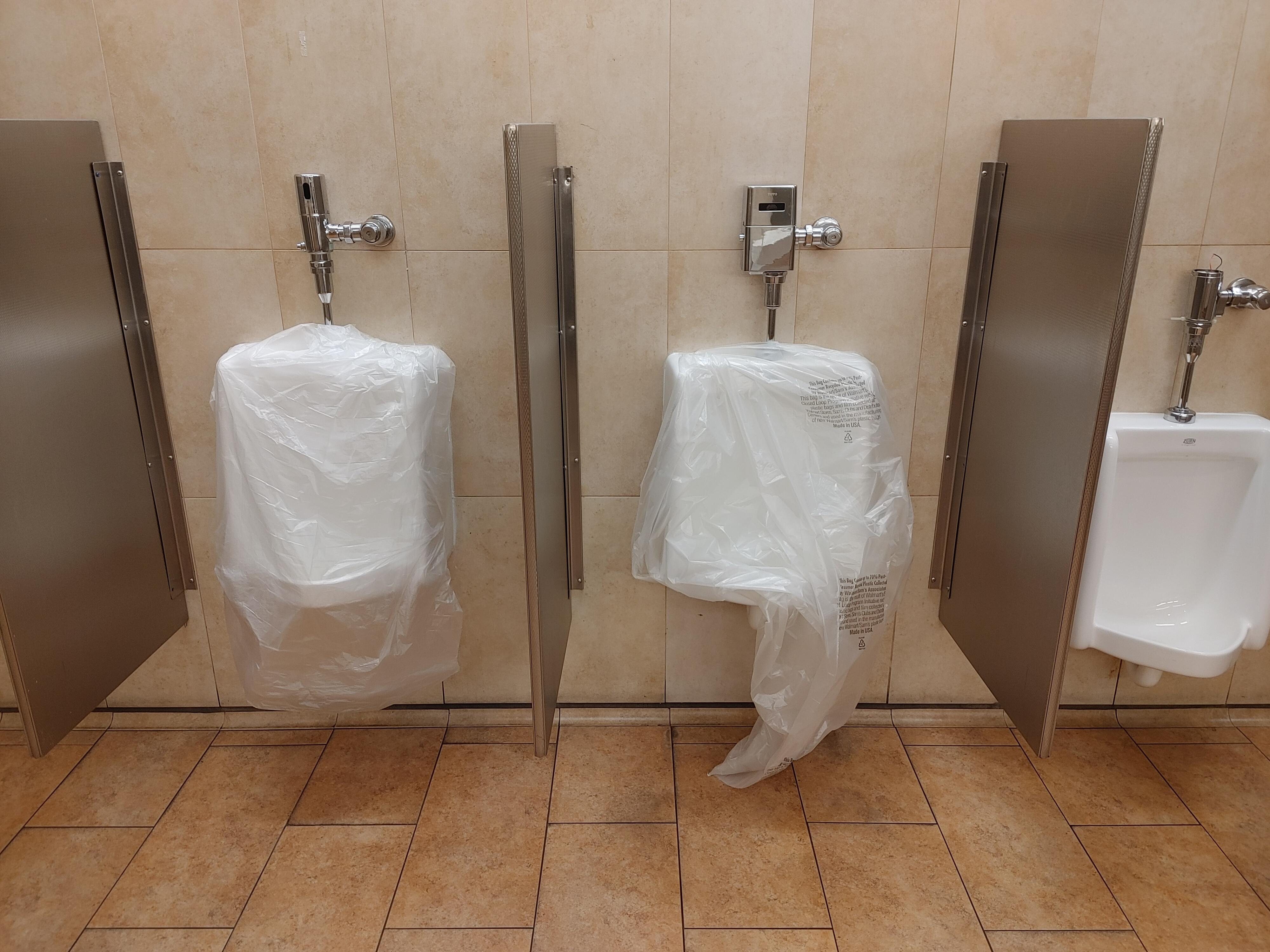 we don't feel like cleaning all the toilets let's pretend they're broke