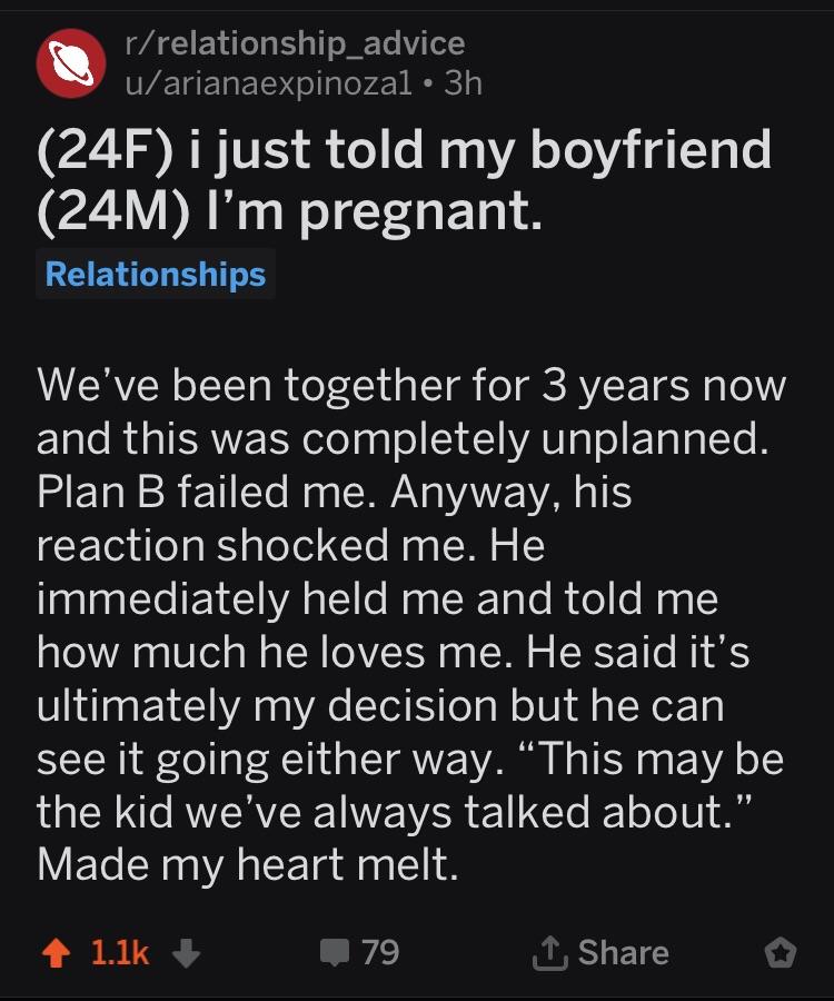 Wholesome bf pregnancy announcement reaction r/wholesomememes
