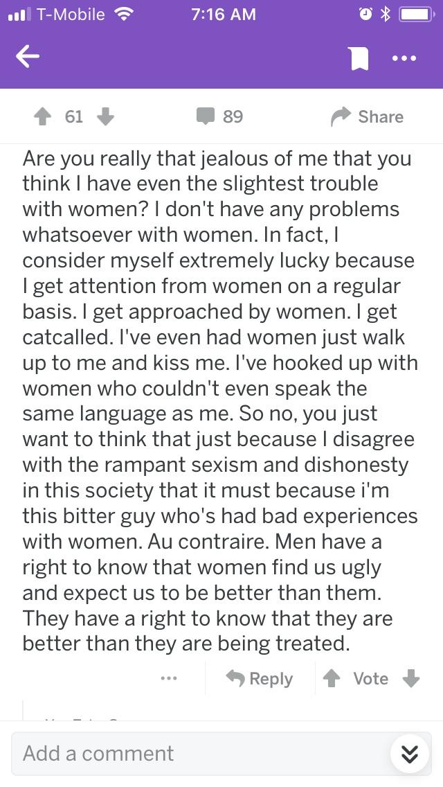 You think I have trouble with women? Au contraire, my friend! r