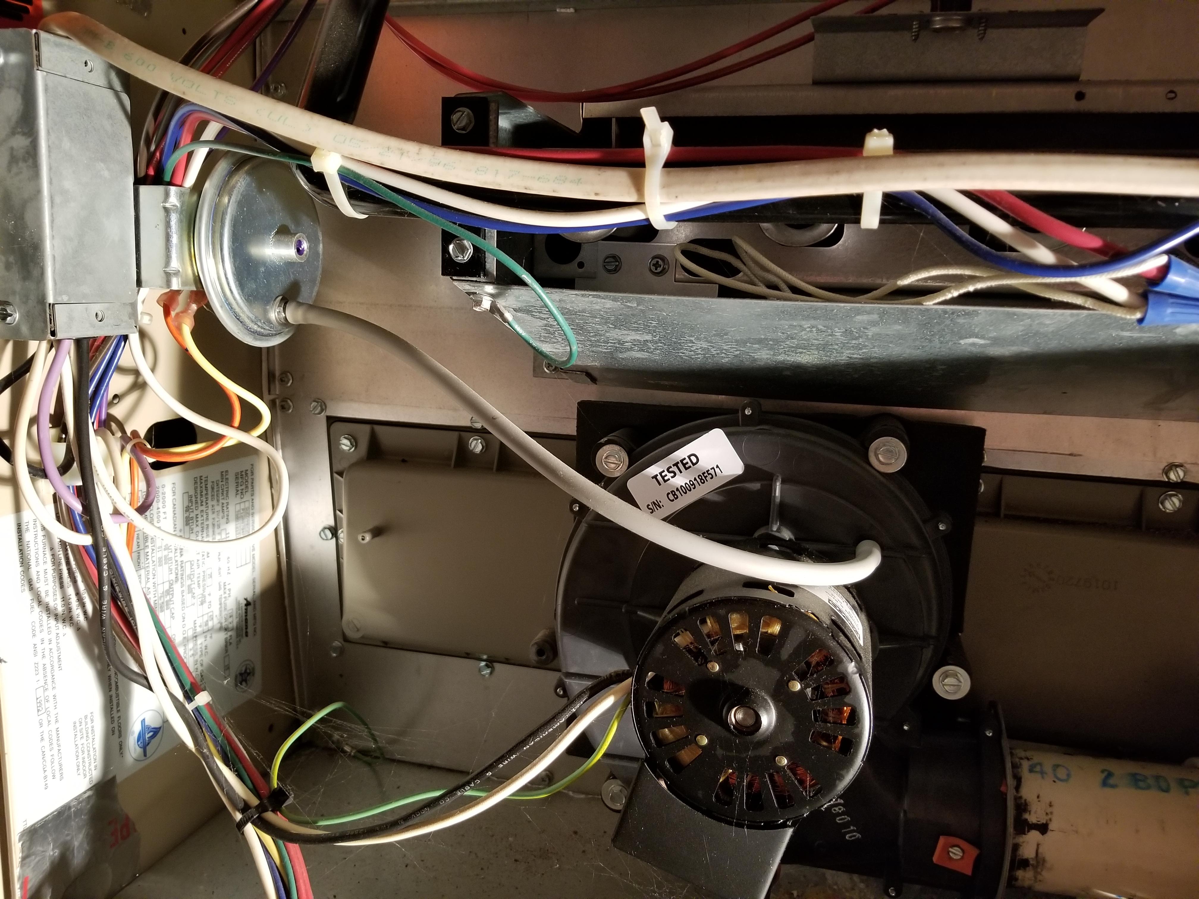 Amana furnace exhaust fan draws enough vacuum on the pressure switch to