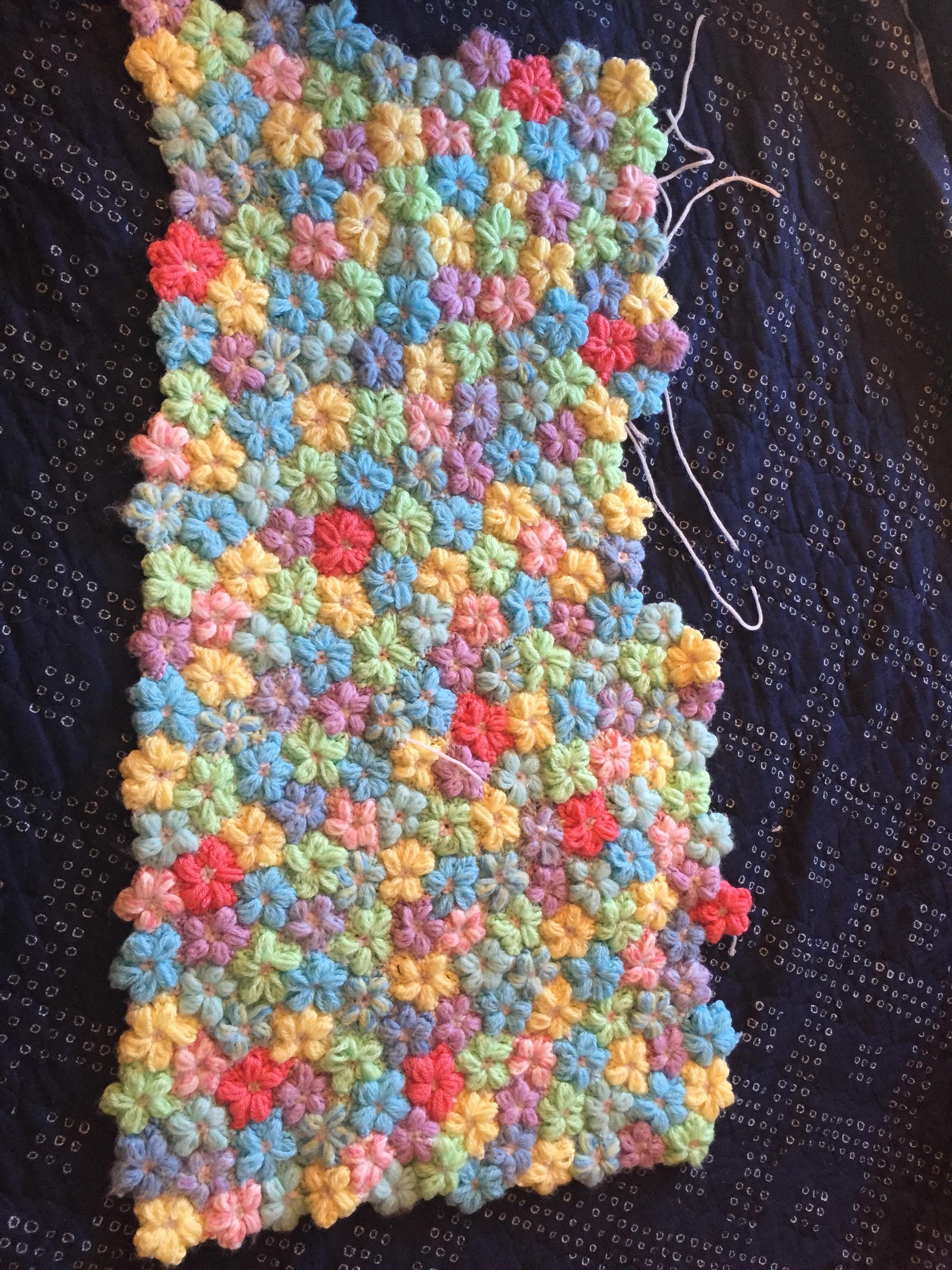 WIP flower baby blanket, that will be the death of me r/crochet