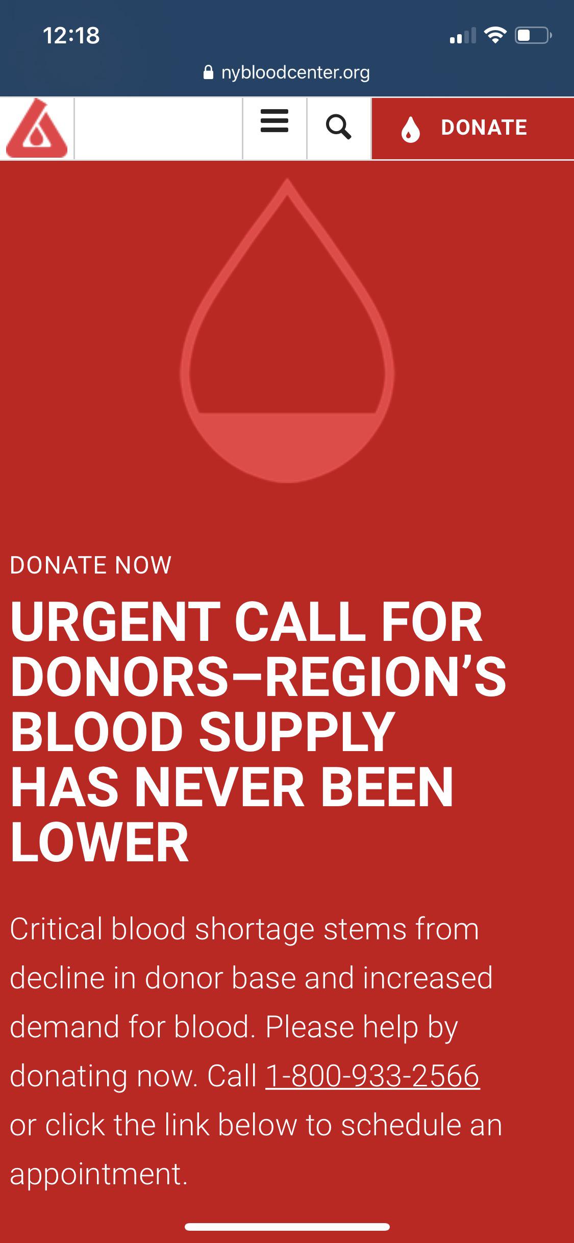 New York Blood Center needs our help! Please consider donating or