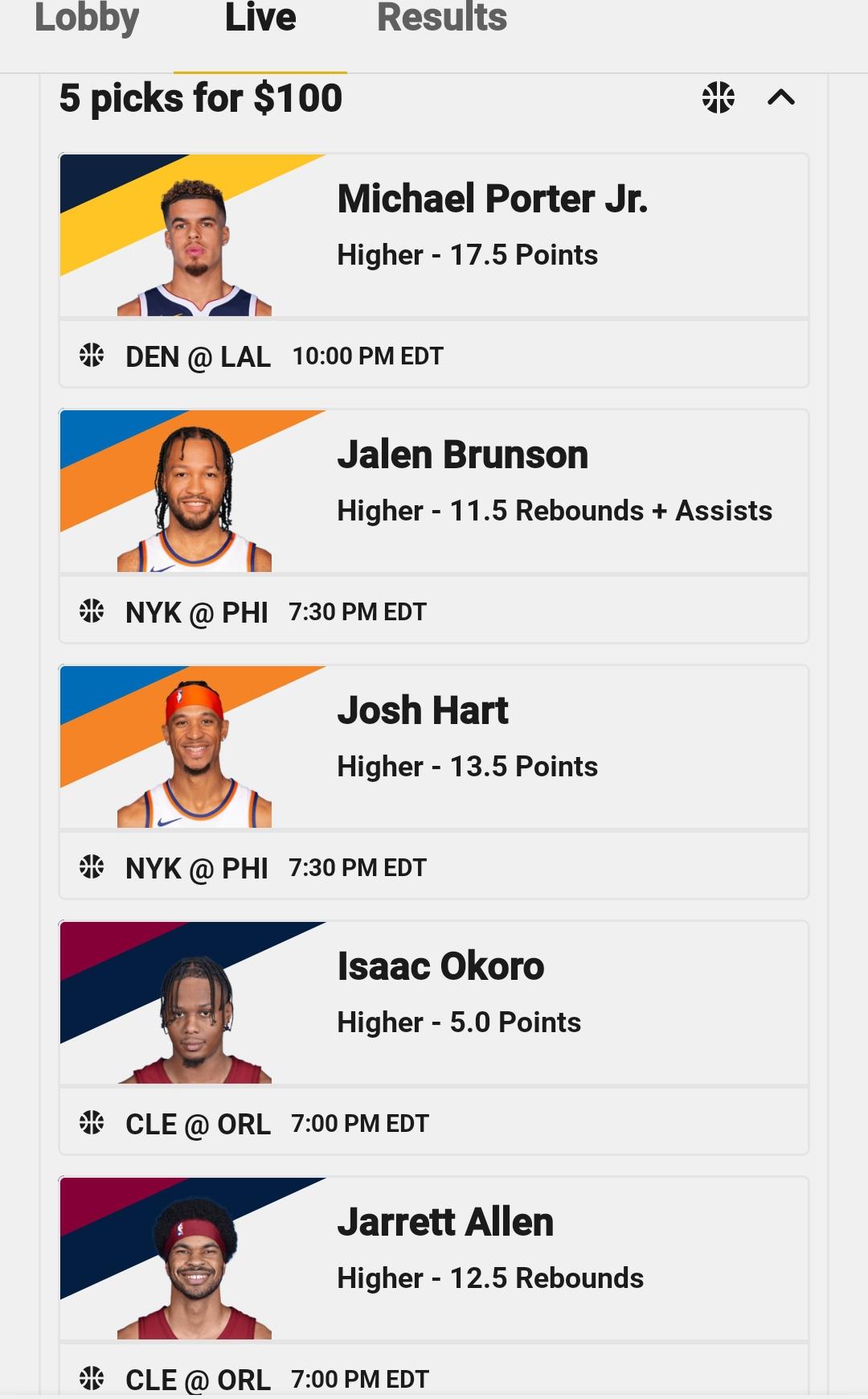 My picks for tomorrow what you all think. r/underdogfantasy