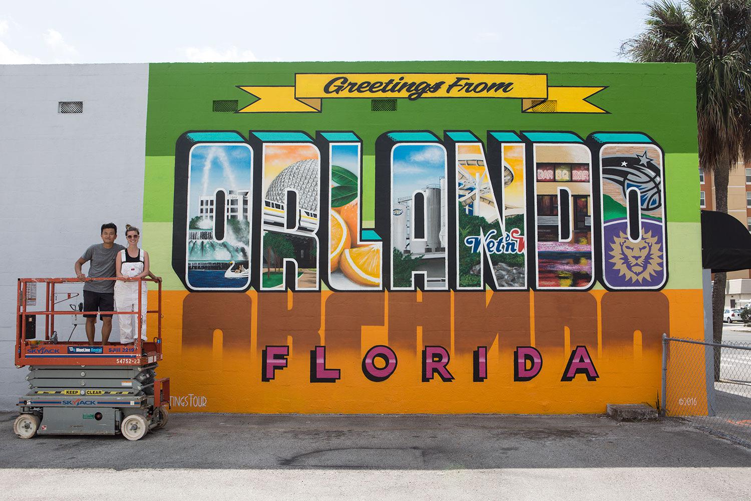 Most people don’t realize that the Greetings from ORLANDO mural is part