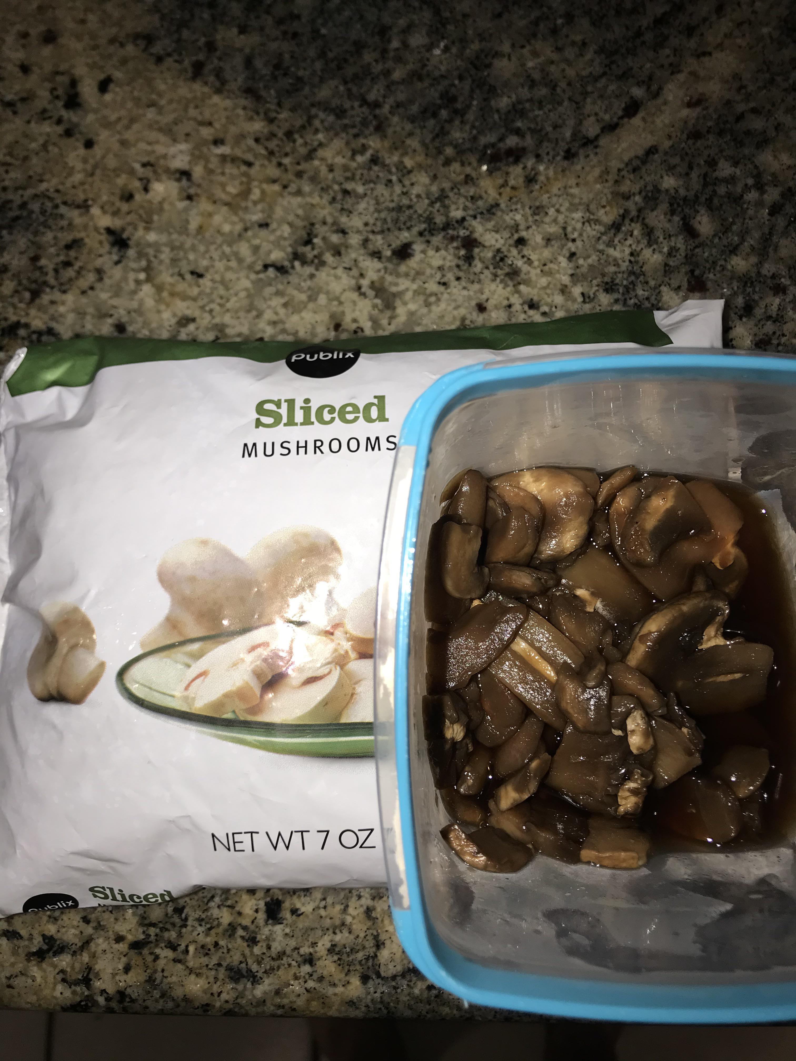 Frozen sliced mushrooms after defrosting. Never again r