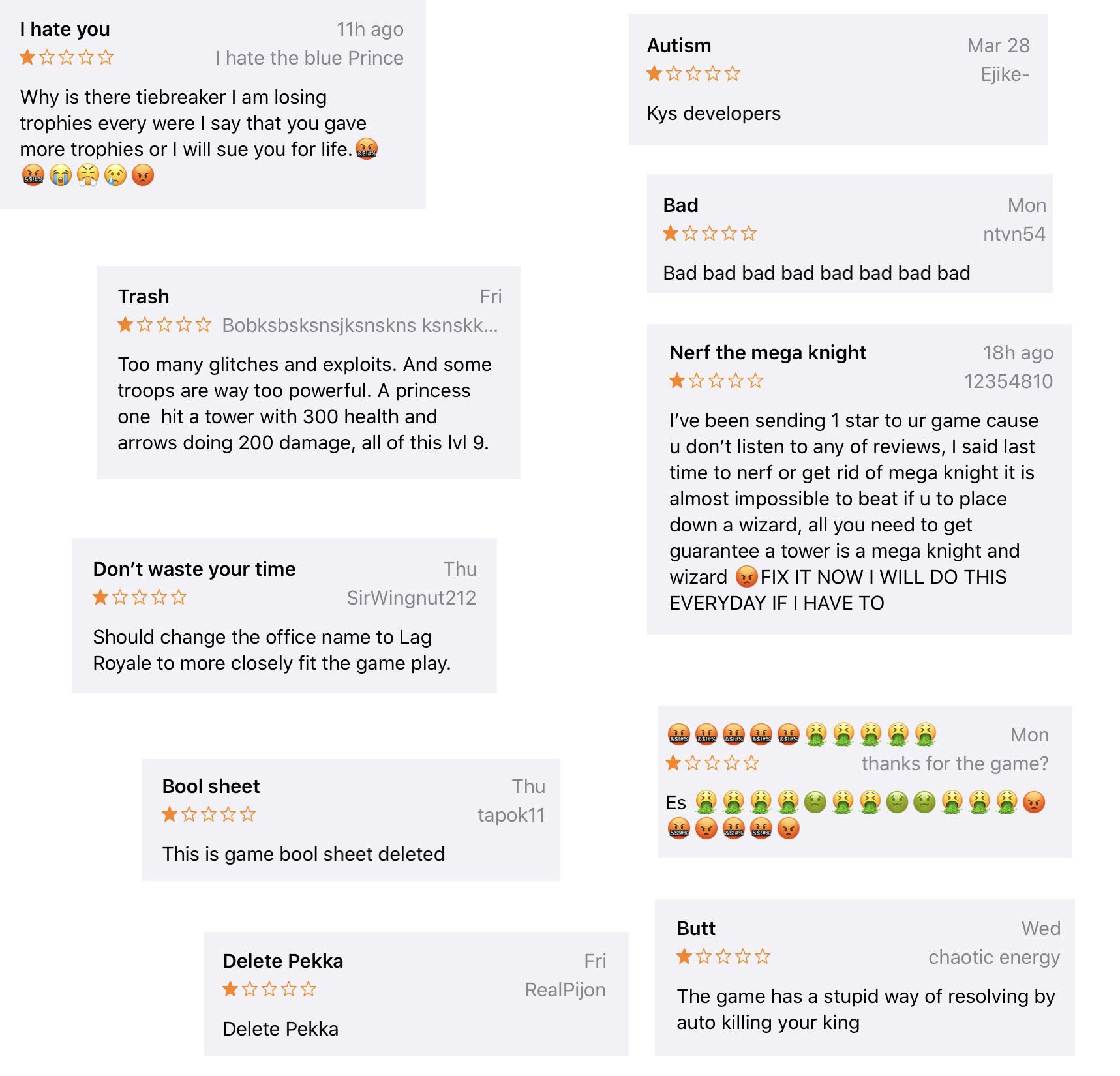Bringing this back. Clash royale bad app store reviews (Part 3